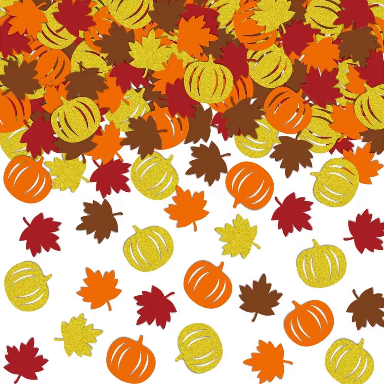Autumn Fall Table Confetti 100Pcs - Pumpkin Maple Leaf Decor for Thanksgiving Halloween Party