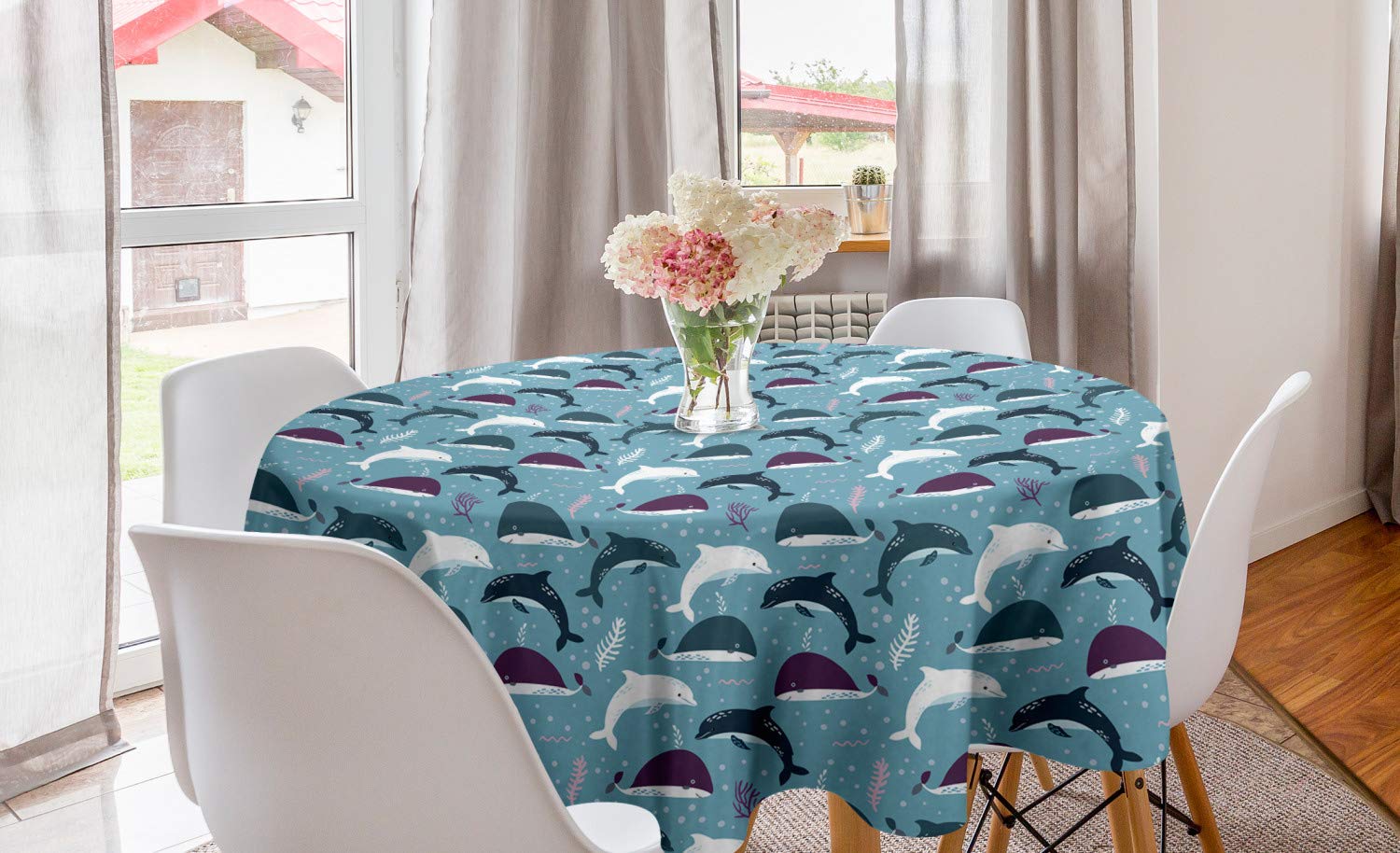 Ambesonne Nautical Round Tablecloth 60