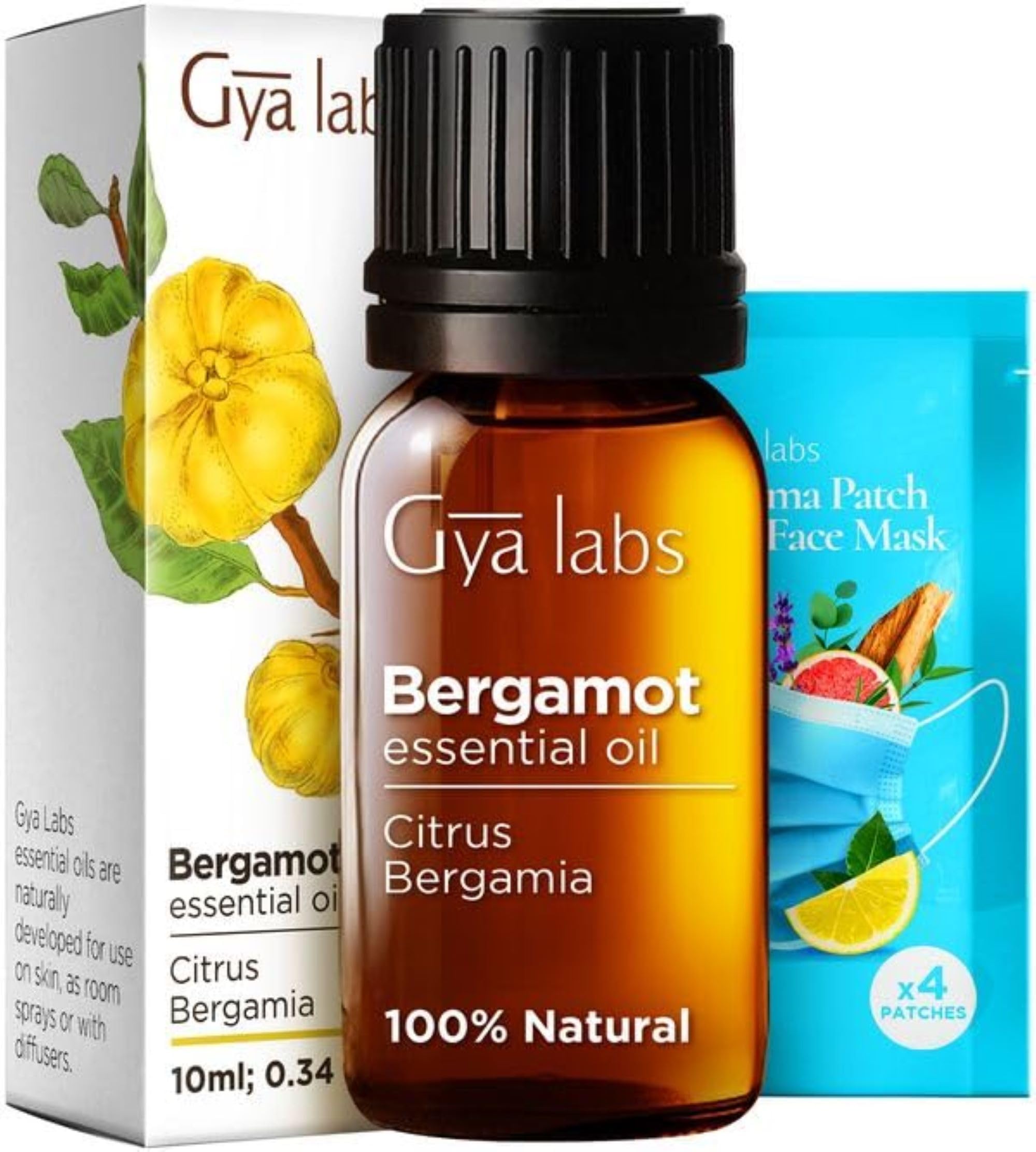 Gya Labs 100% Pure Bergamot Essential Oil - 0.34 Fl Oz Natural Aromatherapy Oil for Diffusers, Skin Care, Hair Growth & Candle Making - Citrusy & Uplifting Scent - Perfect for Relaxation, Spa Days & DIY Beauty Products