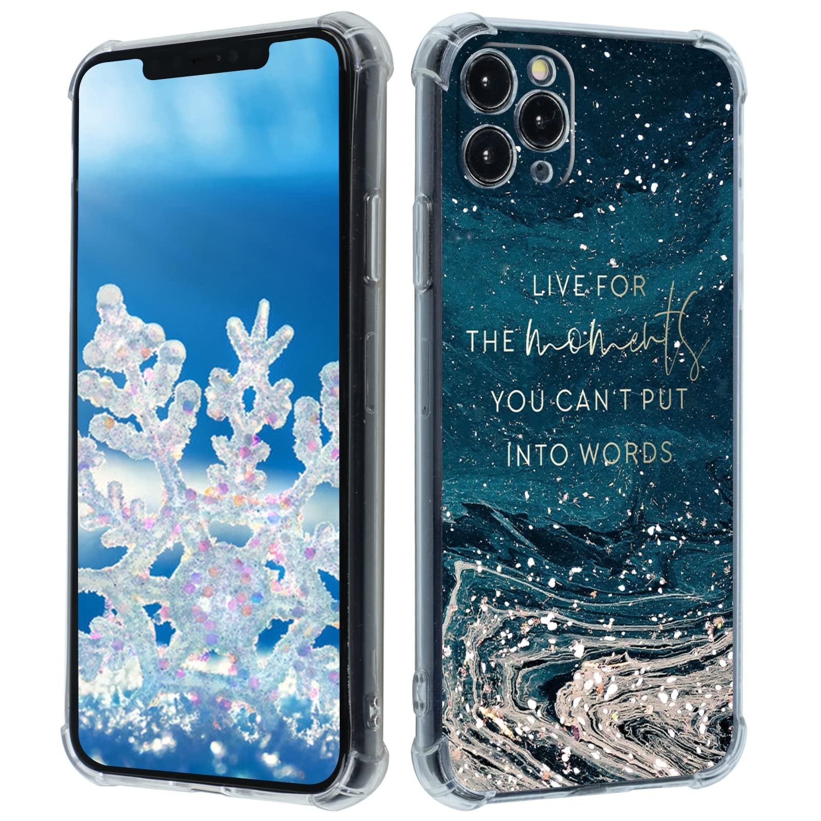 **Aesthetic Glitter Bling Sparkly Marble iPhone 11 Pro Max Case with Inspirational Quotes – Soft TPU Slim Protective Cover for Women, Men, Girls & Boys – Perfect for Daily Use, Gifts & Fashion Accessories**