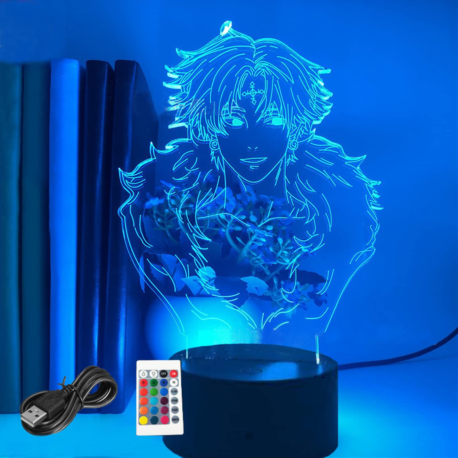 Hunter x Hunter Anime Chrollo Lucilfer 3D LED Night Light - 16 Color Changing Table Lamp with Remote Control for Bedroom Decor | Perfect Gift for Anime Fans | Ideal for Bedside, Gaming Room & Office Lighting