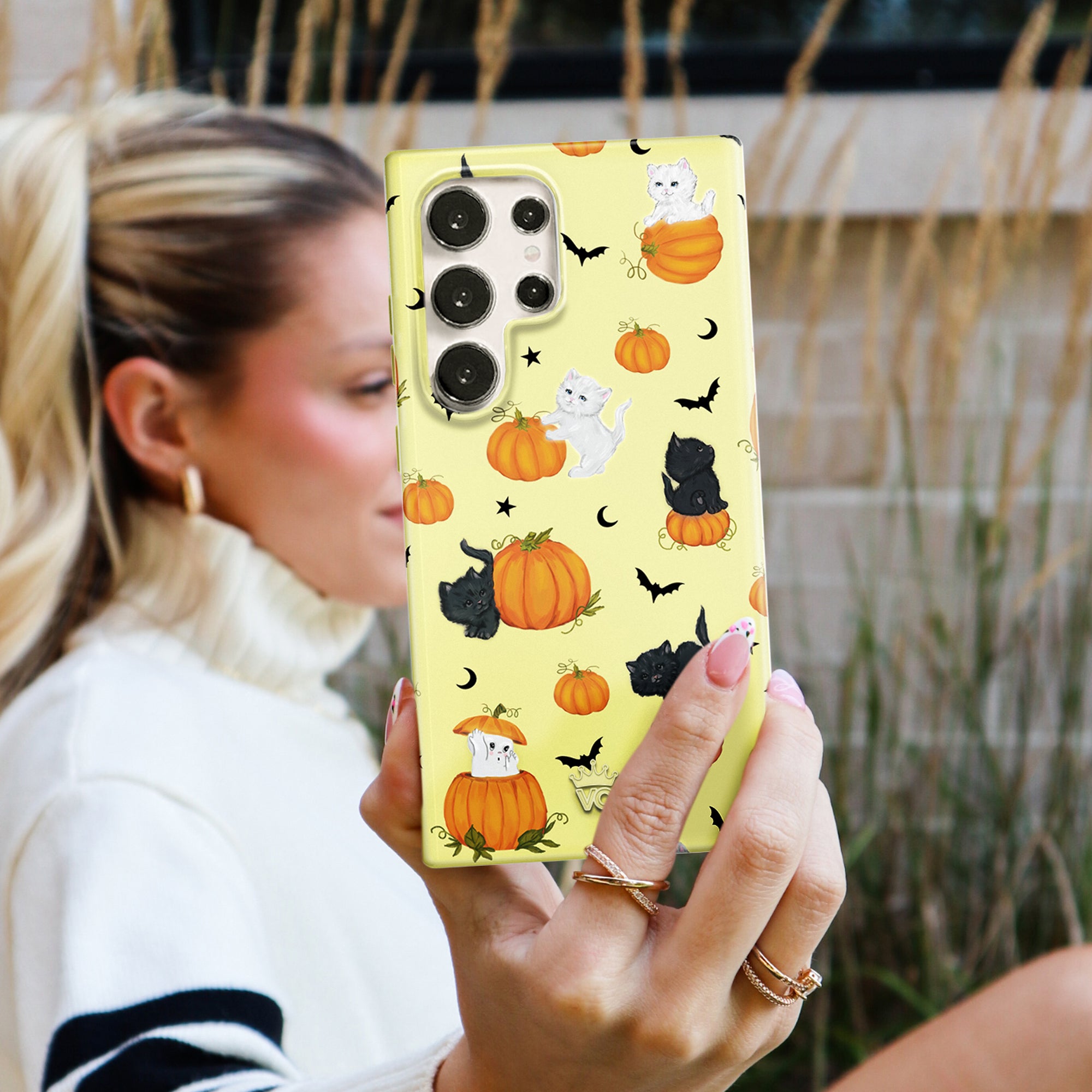 Purrfect Pumpkins Samsung Phone Case - Cute Cat & Pumpkin Design - Durable Protective Cover for Samsung Galaxy [Model] - Perfect for Fall, Halloween, and Everyday Use