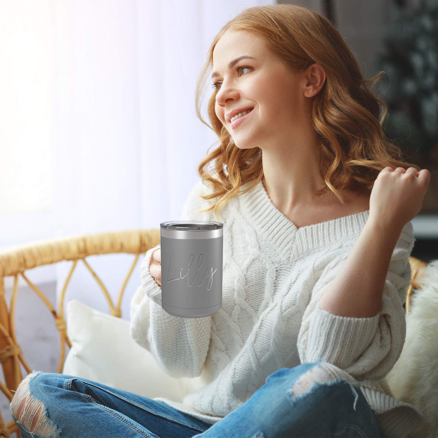 Custom Engraved 15oz Stainless Steel Vacuum Insulated Coffee Mug - Personalized Matte Slate Finish with Handle, Perfect Gift for Office, Home & Travel