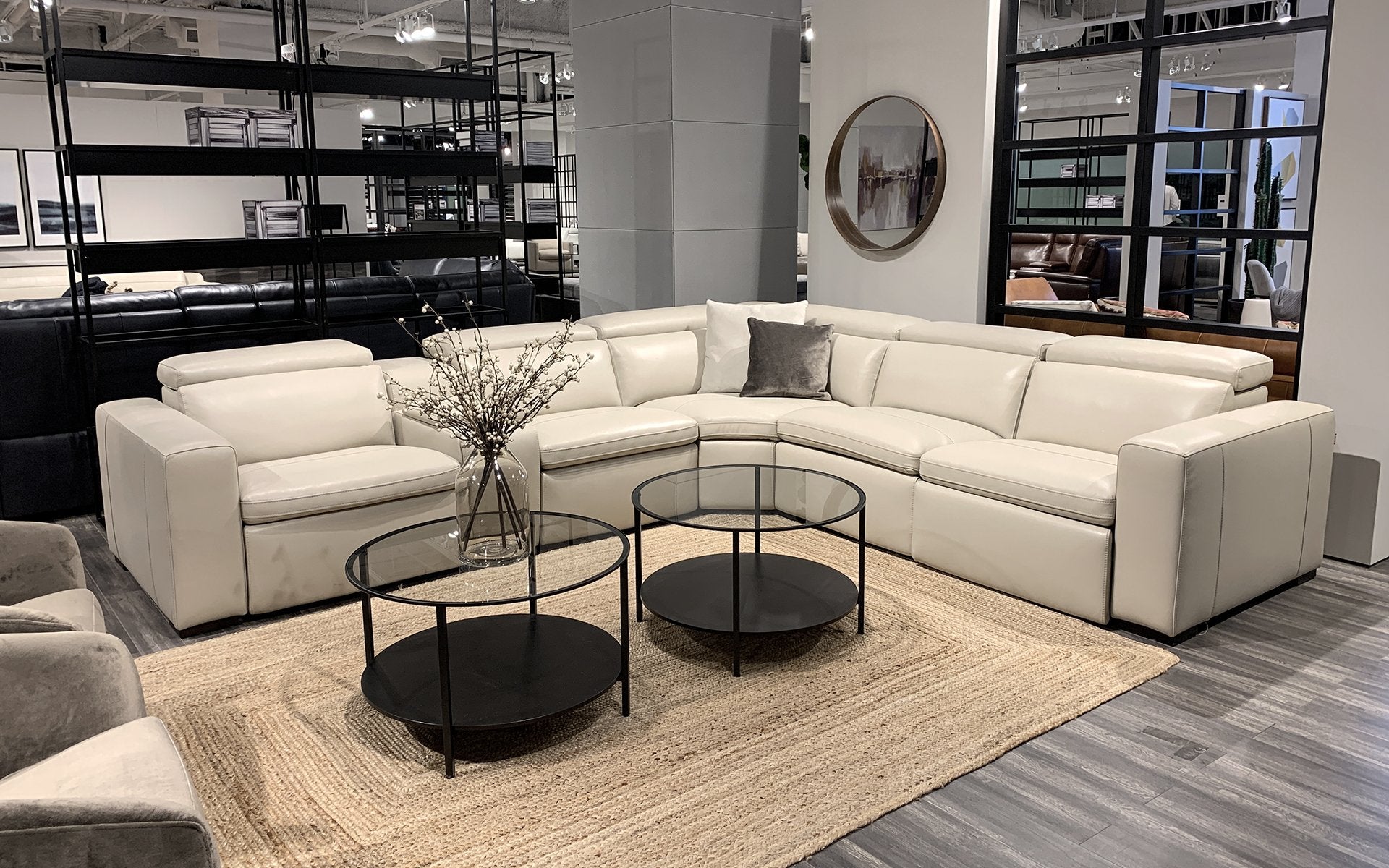 Modern Leather Sectional Sofa with Recliner - Comfortable L-Shaped Couch for Living Room, Home Theater & Family Gatherings