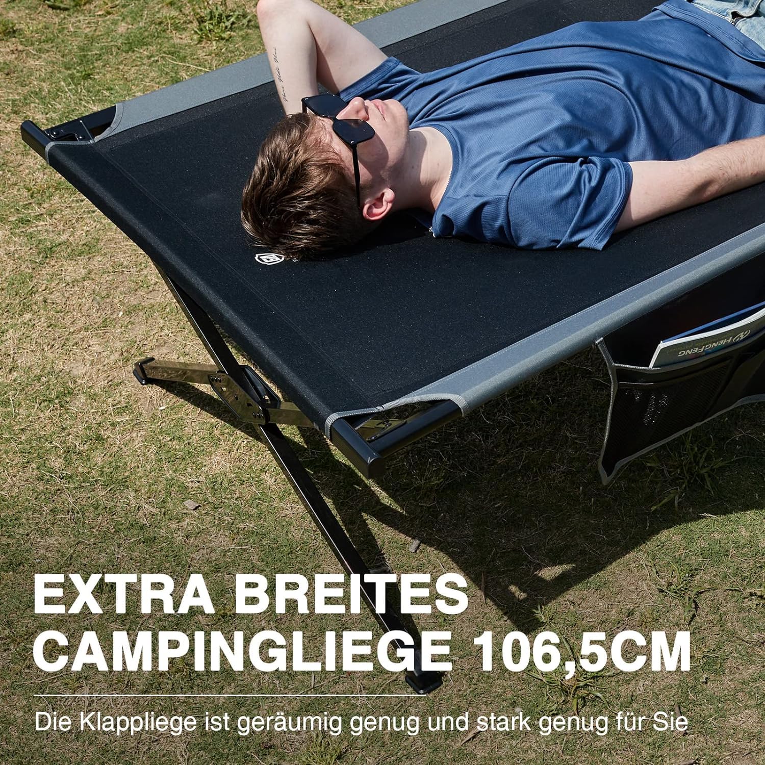 EVER ADVANCED Foldable XXL Camping Cot - 300KG Weight Capacity, Extra Wide 214cm x 106cm - Sturdy Folding Bed for Camping, Travel, Indoor, Outdoor, Beach & Garden Use - Perfect for Guest Beds, Emergency Sleeping & Outdoor Adventures
