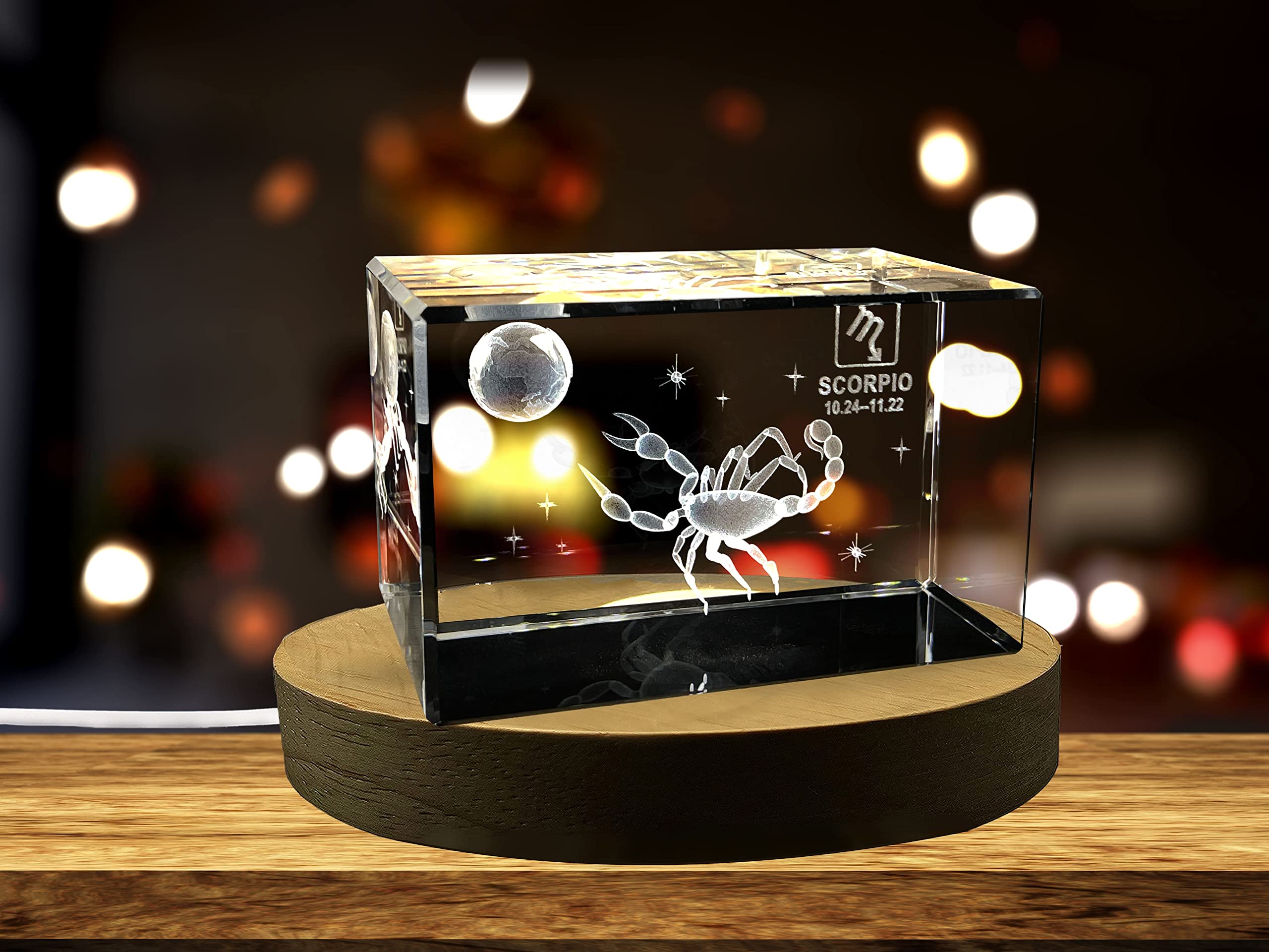 Scorpio Zodiac Sign 3D Engraved Crystal Keepsake Gift - Large Size for Birthdays, Anniversaries & Spiritual Decor | Perfect Astrology Present for Scorpios