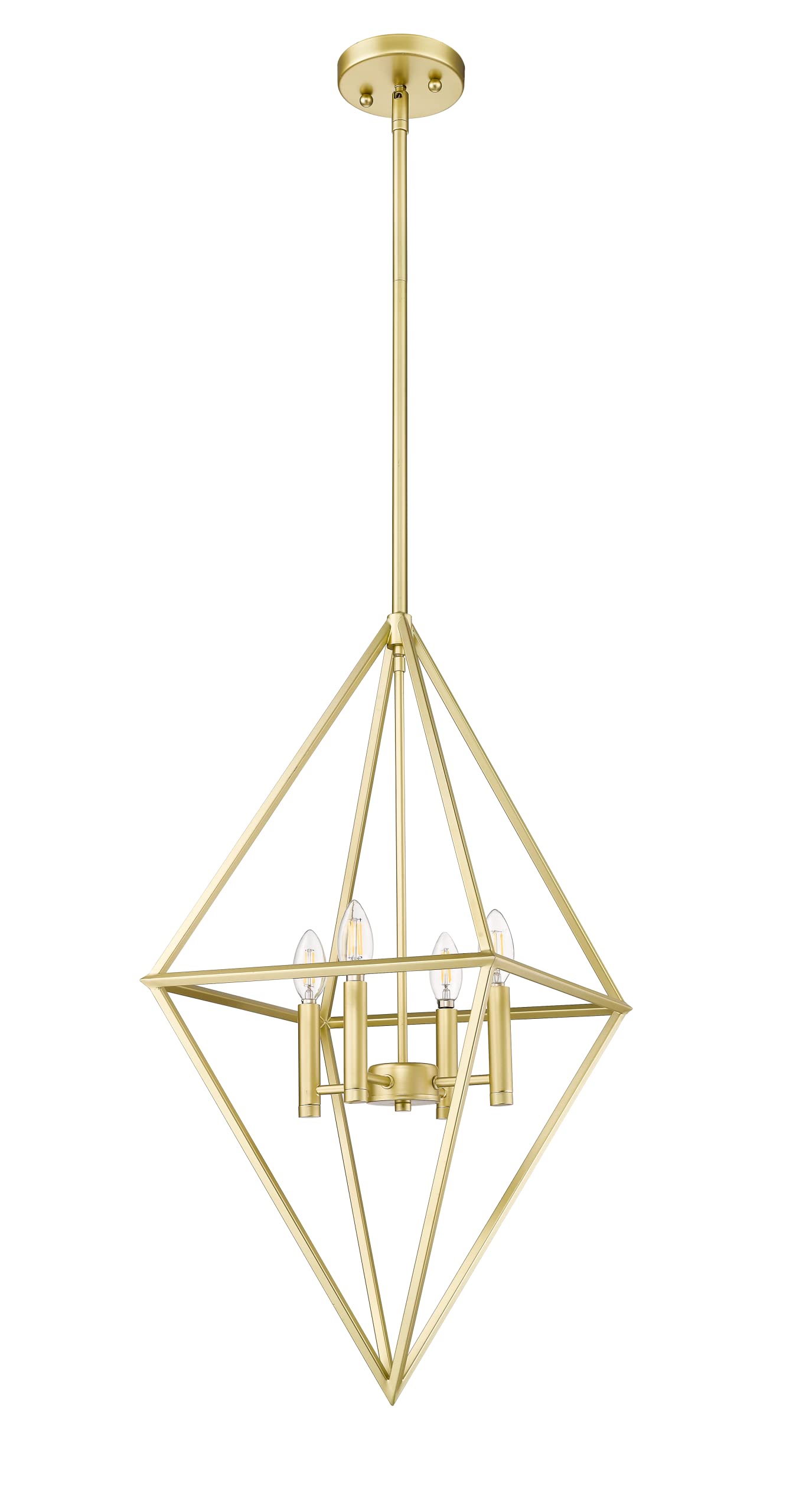 Modern Geometric Triangle Gold Pendant Light - 4-Light Farmhouse Ceiling Fixture for Kitchen Island, Dining Room, Living Room & Bedroom - Perfect for Farmhouse, Industrial & Contemporary Home Decor