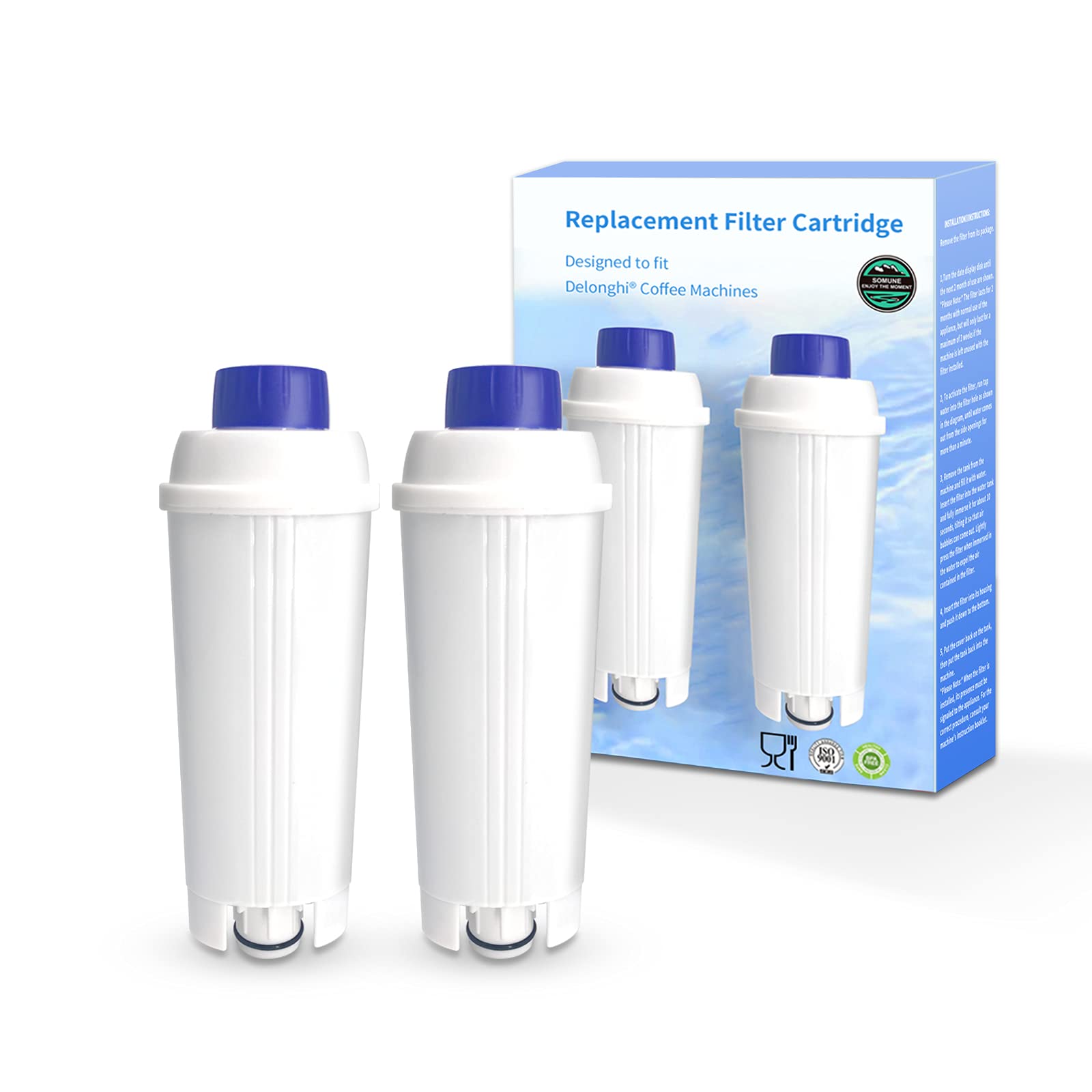 Premium Coffee Water Filter Replacement for DeLonghi DLSC002 | Compatible with ECAM, ESAM, ETAM, BCO & EC Series Coffee Machines | 2-Pack | Improves Taste & Extends Machine Life | Perfect for Home & Office Use