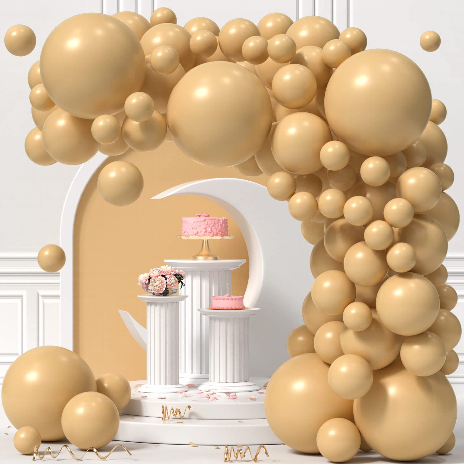 KALOR 110Pcs Beige Balloon Garland Arch Kit - 18/12/10/5 Inch Party Balloons for Birthday, Baby Shower, Wedding & Graduation Decorations | Perfect for Indoor/Outdoor Events, Photo Backdrops & Party Centerpieces