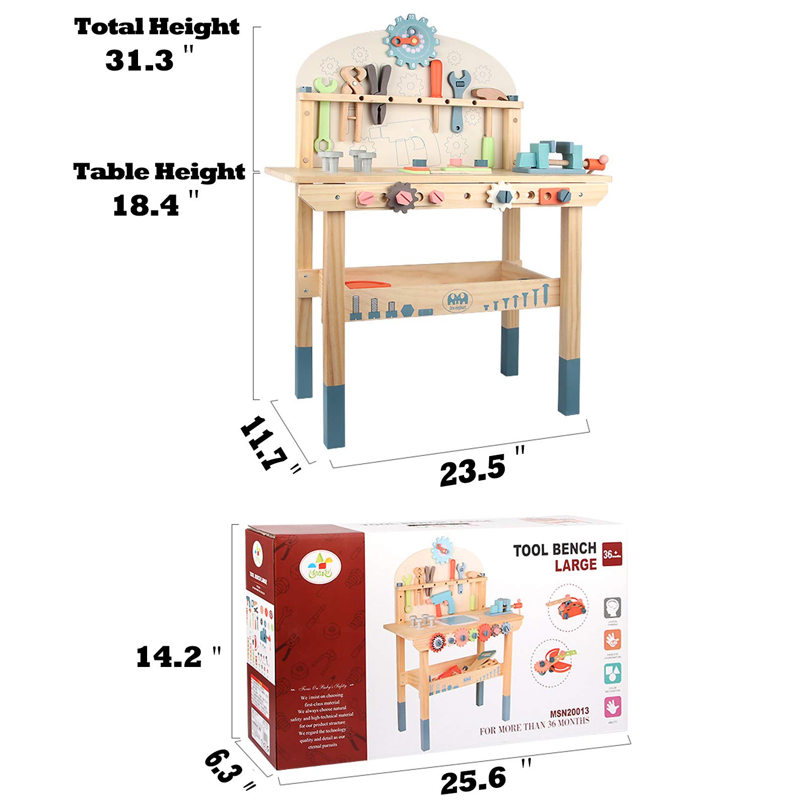 **Wooden Kids Tool Bench Toy - Construction Play Workbench with Tools Set for 3, 4, 5 Year Old Boys & Girls - Perfect for Pretend Play & Early STEM Learning**