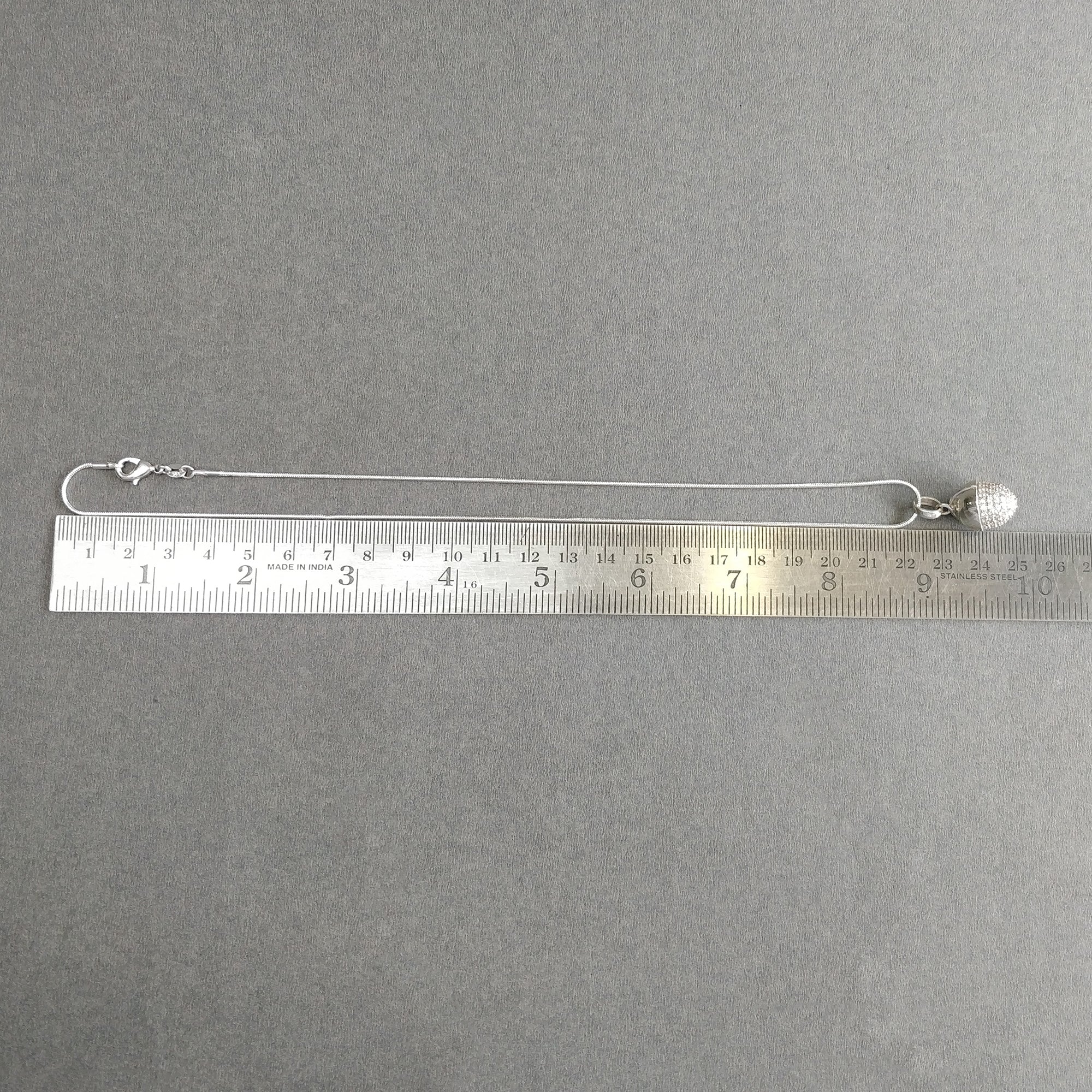 Cubic Zirconia & 925 Sterling Silver Necklace - 8.52g Medium Bullet Pendant with 18.5