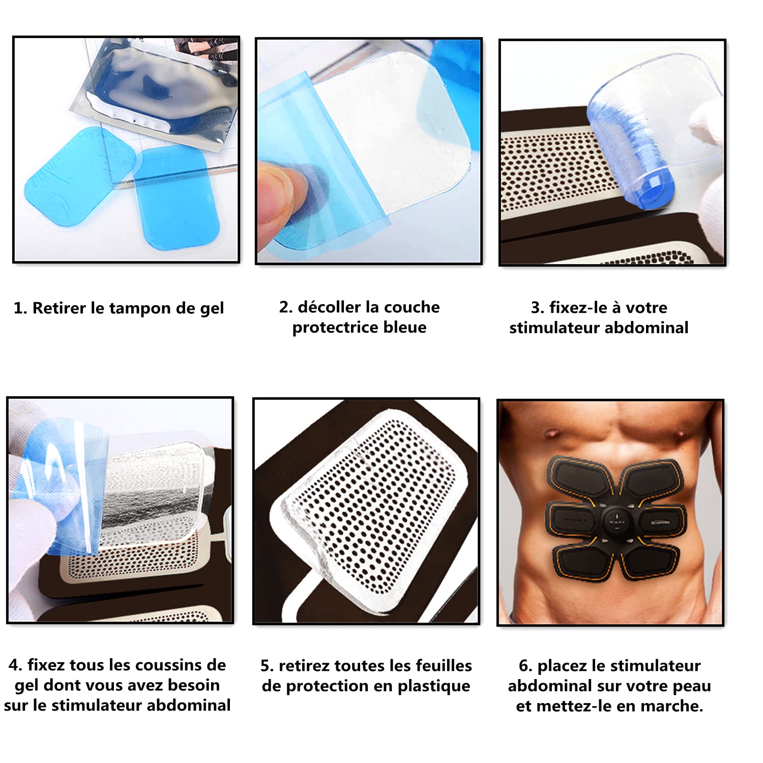 LATRAT 48 Pcs Reusable Hydrogel Gel Pads Replacement for Muscle Stimulator, Abdominal Toning Device, EMS Electrode Pads - Perfect for Home Workouts, Physical Therapy & Pain Relief