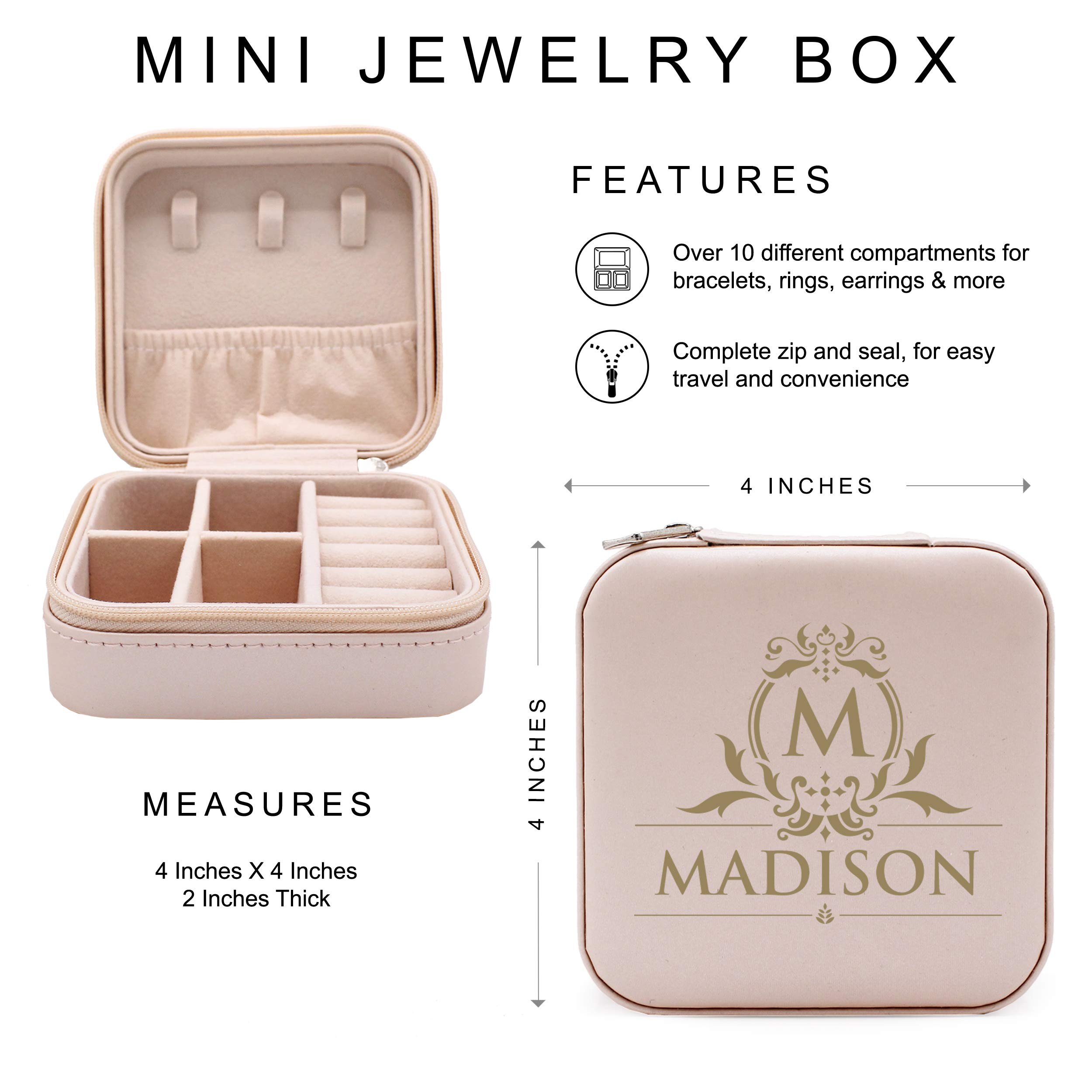 Personalized Monogram Jewelry Box - Compact Travel Organizer Case for Necklaces, Rings & Earrings (Pink) - Perfect for Vacation, Bridesmaid Gifts & Daily Storage