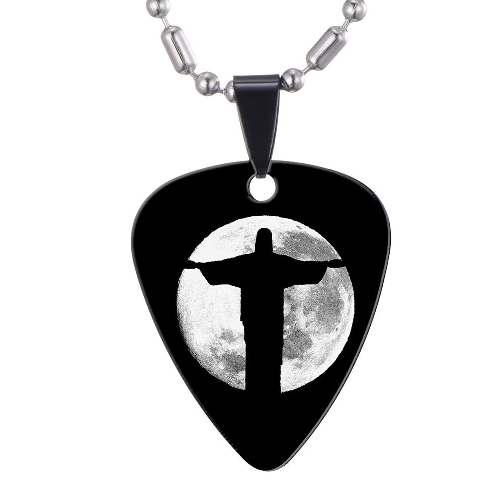 Jesus Christ Guitar Picks Necklace - Stainless Steel Religious Jewelry - Perfect Gift for Guitar Players & Christian Music Lovers - Catholic Christian Gifts for Men & Women - Ideal for Worship Performances & Faith-Based Concerts