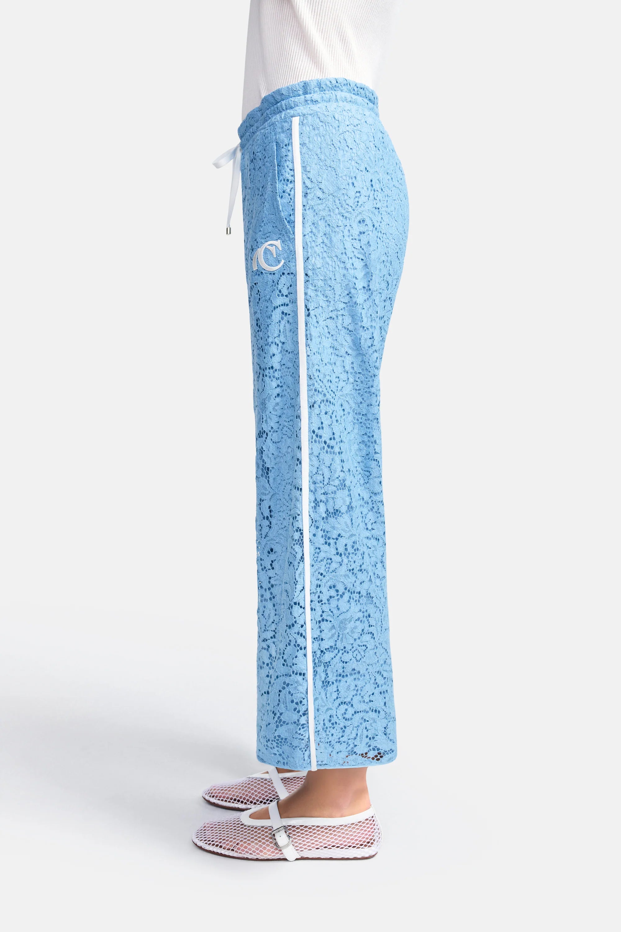 Clara Wide Leg Cropped Lace Pants for Women - Sky Blue | Boho Chic Summer Pants | Perfect for Beach, Vacation & Casual Outfits