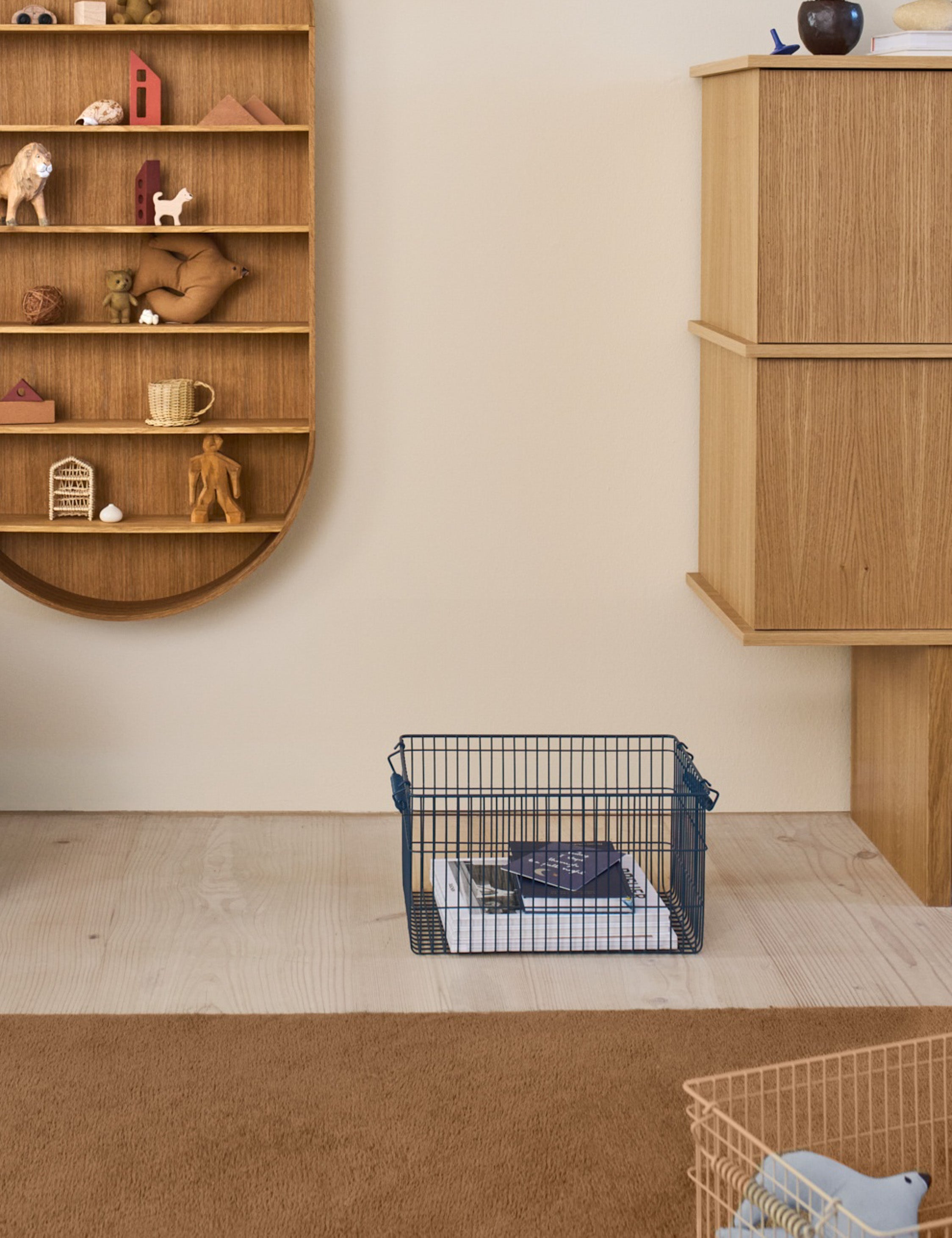 Ferm Living Cala Stackable Baskets - Set of 2, Woven Storage Bins for Home Organization - Perfect for Bathroom, Bedroom, or Kitchen Storage