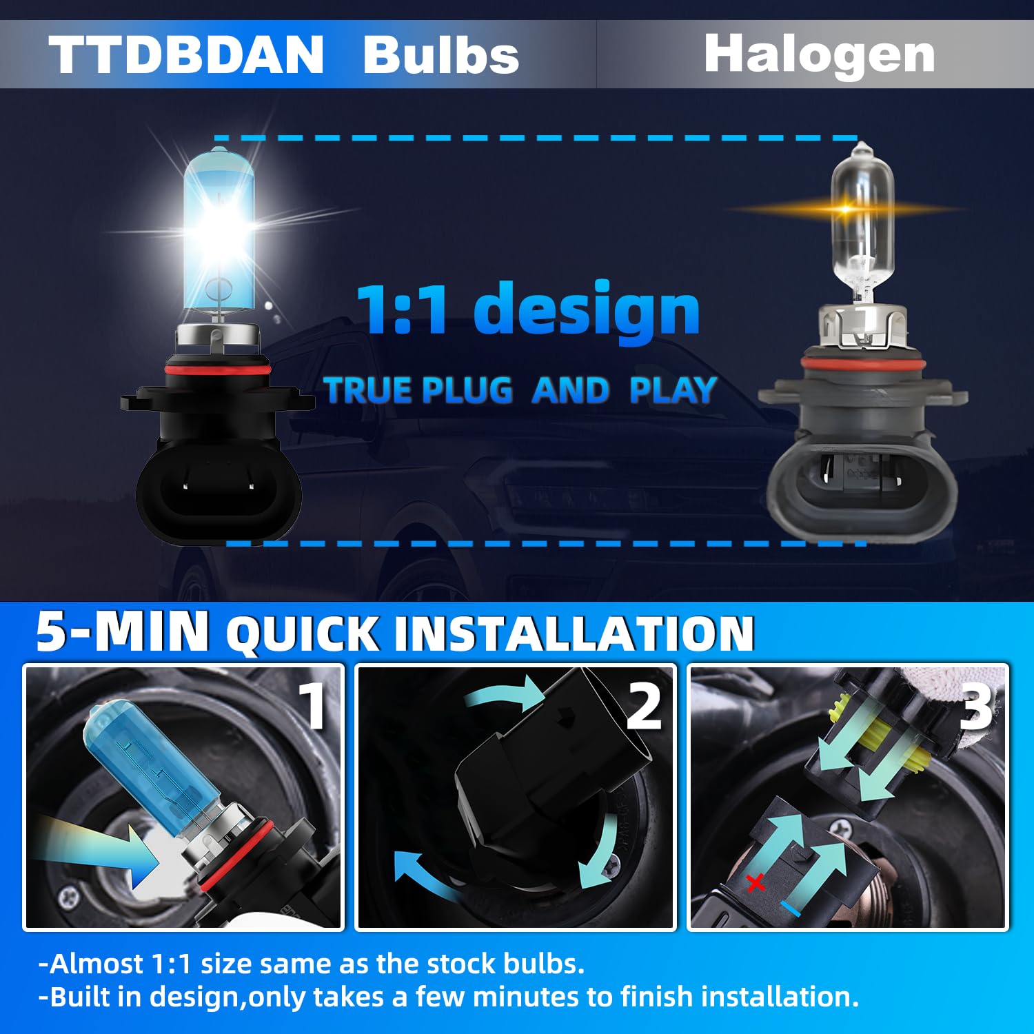 2013-2021 Dodge RAM 1500 2500 3500 Halogen Headlight Bulbs Kit - 9005/HB3/H10 High Beam + H11/H8/H9 Low Beam - Plug and Play Replacement (Pack of 4) - Perfect for Night Driving & Off-Road Adventures