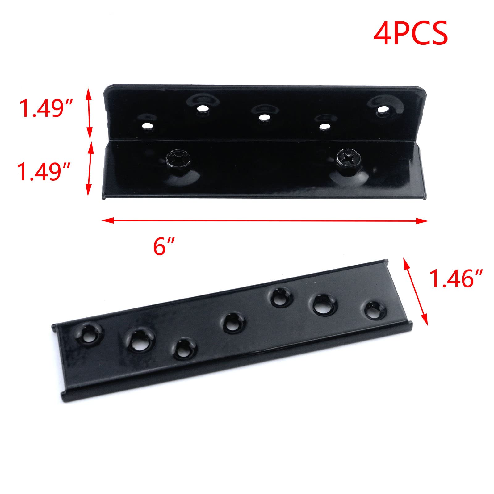 T Tulead 6-Inch Heavy Duty Bed Rail Brackets - Cold-Rolled Steel Bed Frame Connectors - Pack of 4 for Secure Bed Rail, Headboard & Footboard Installation - Perfect for Bedroom Furniture Assembly and DIY Bed Frame Projects
