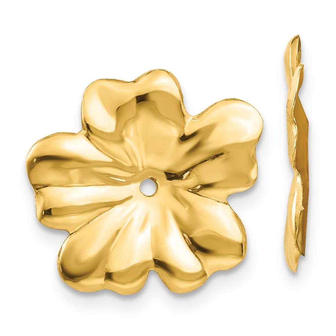 14k Yellow Gold Polished Floral Earring Jackets - Elegant Wedding & Party Accessories