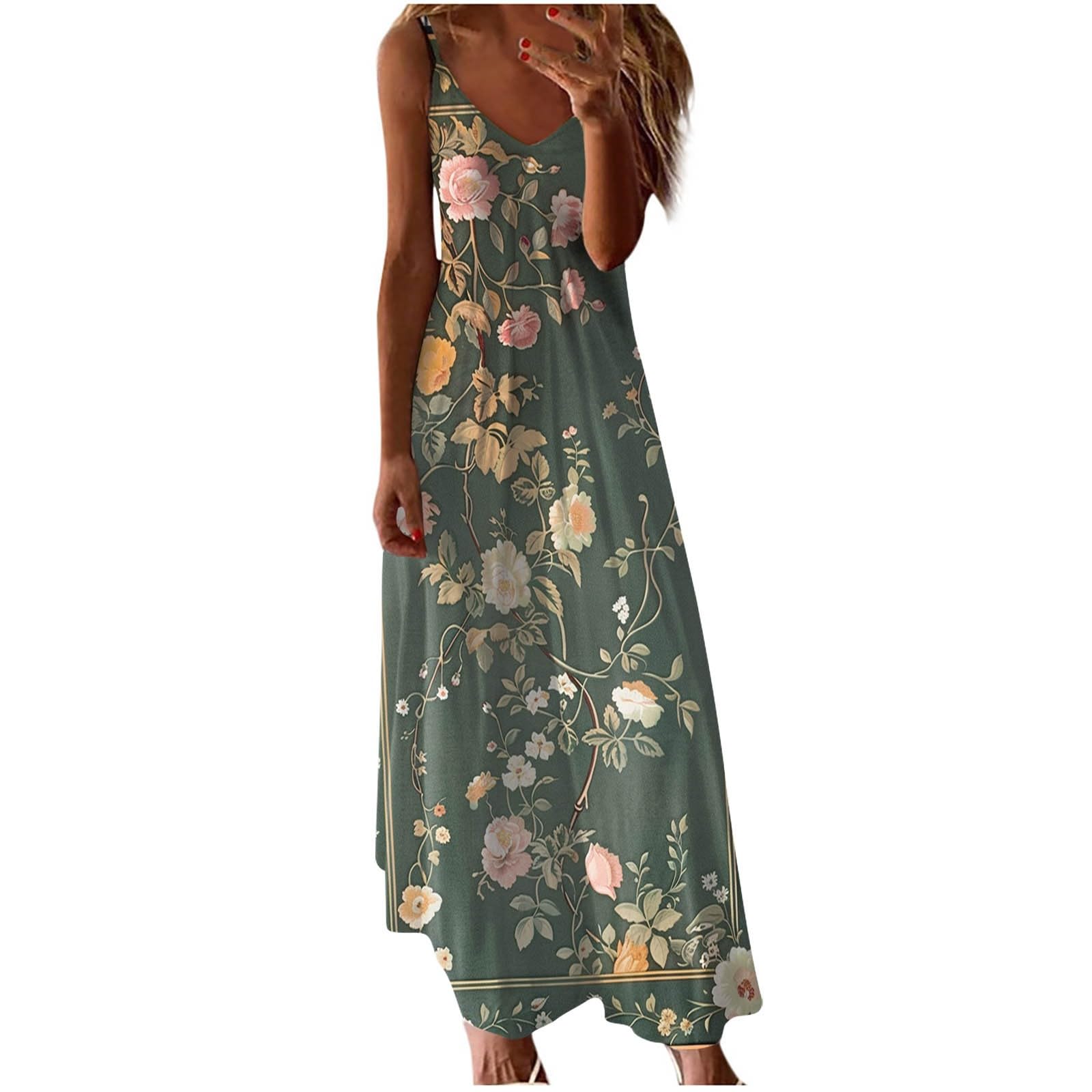 Elegant Women's Formal Maxi Dress 2024 - Sleeveless Printed Summer Beach Dress for Vacation & Casual Wear | Perfect for Weddings, Parties & Outdoor Events