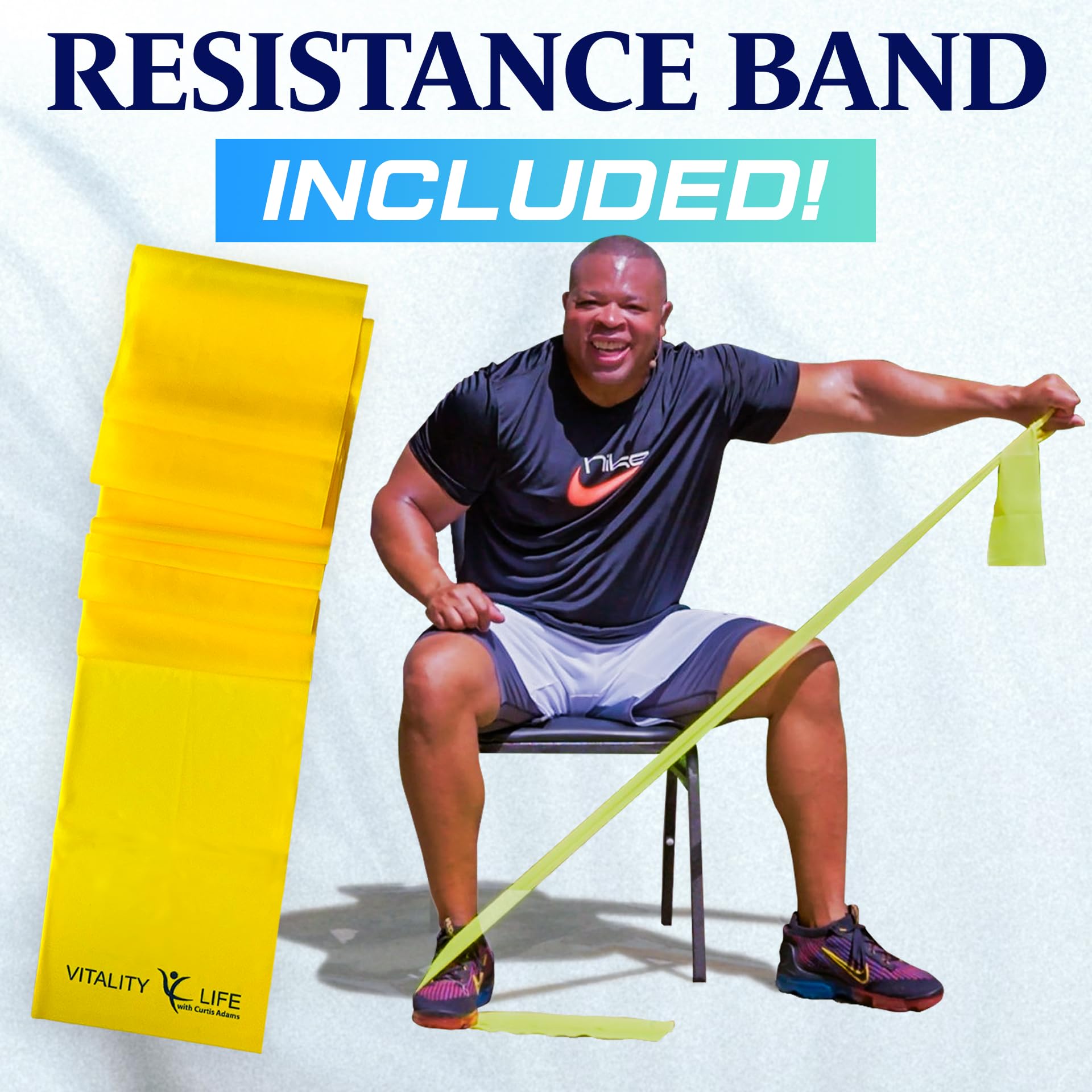 Senior Chair Exercise DVD with Resistance Band - Fun Seated Workout Videos for Men & Women - Beginner-Friendly Chair Aerobics & Strength Training - Perfect for Home Fitness, Physical Therapy & Active Aging