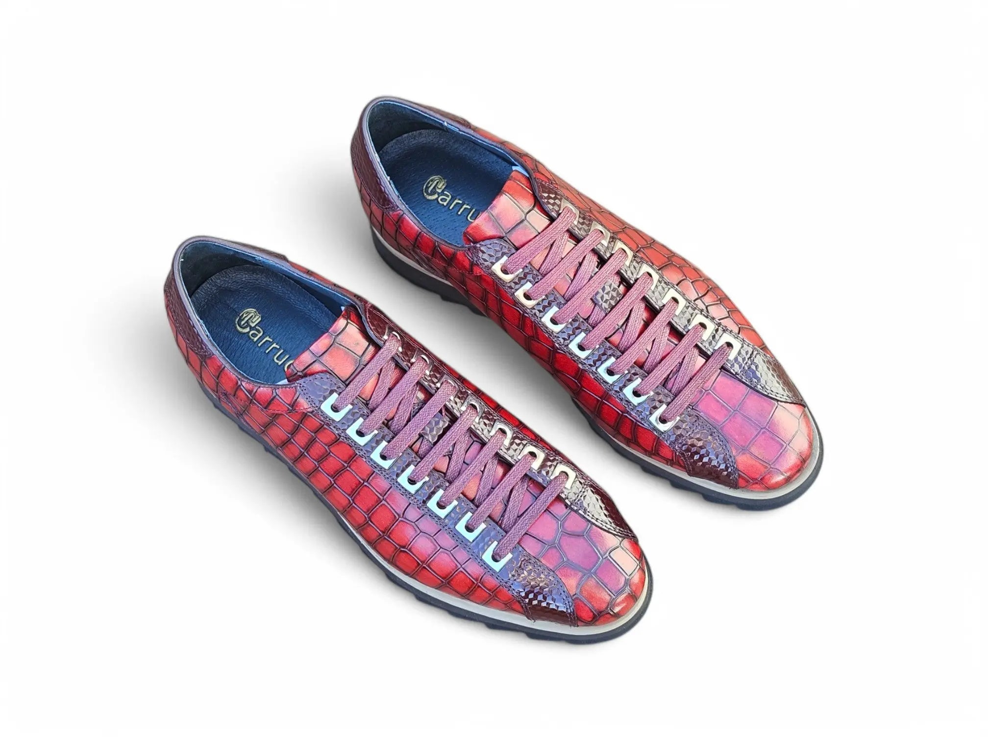 Premium Crocodile Embossed Leather Sneakers for Men - Fashionable & Comfortable Casual Shoes for Walking, Work & Everyday Wear