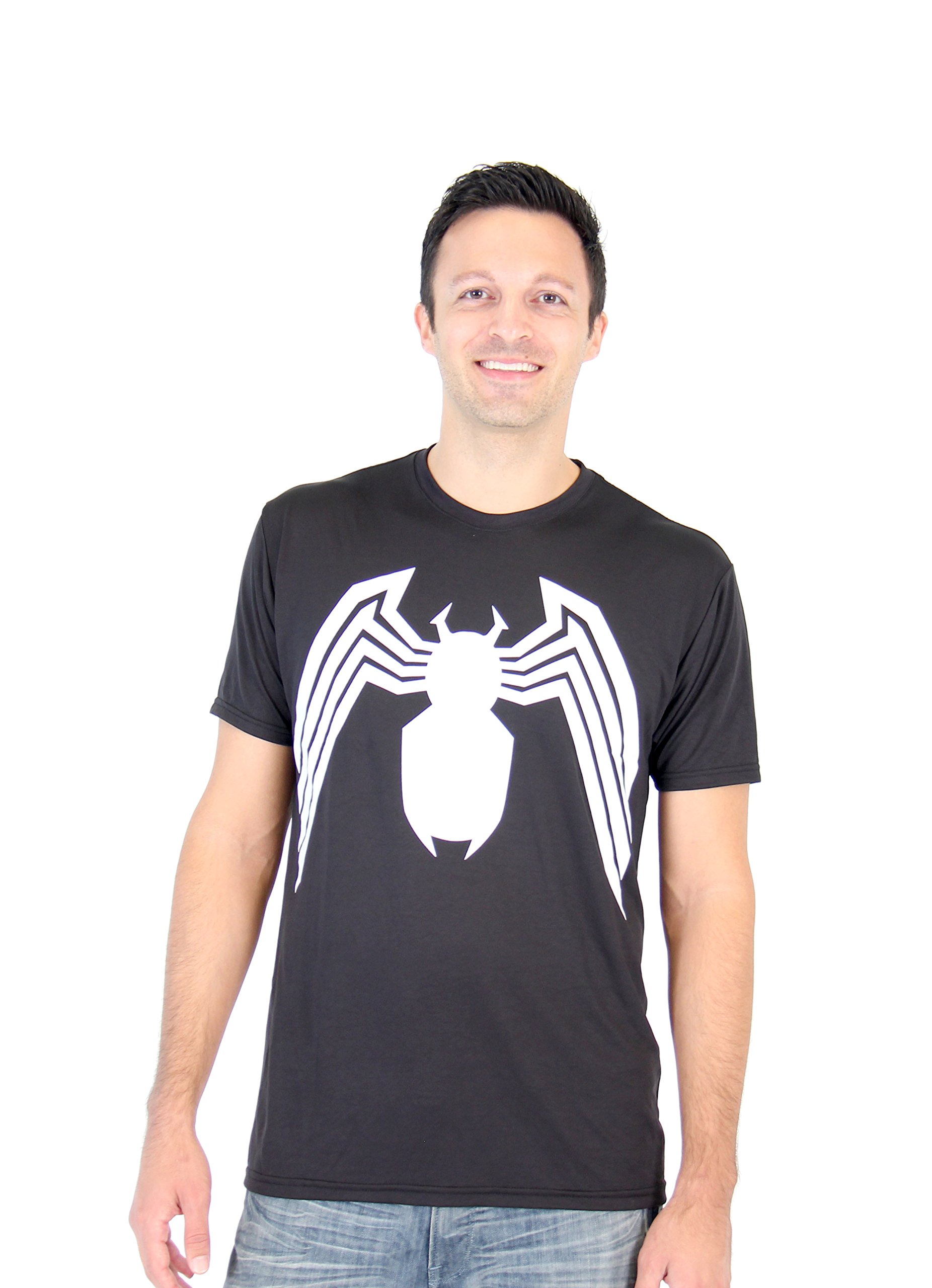 Spider-Man Venom Legs Black Performance T-Shirt for Men - Superhero Graphic Tee for Cosplay, Halloween & Comic Con