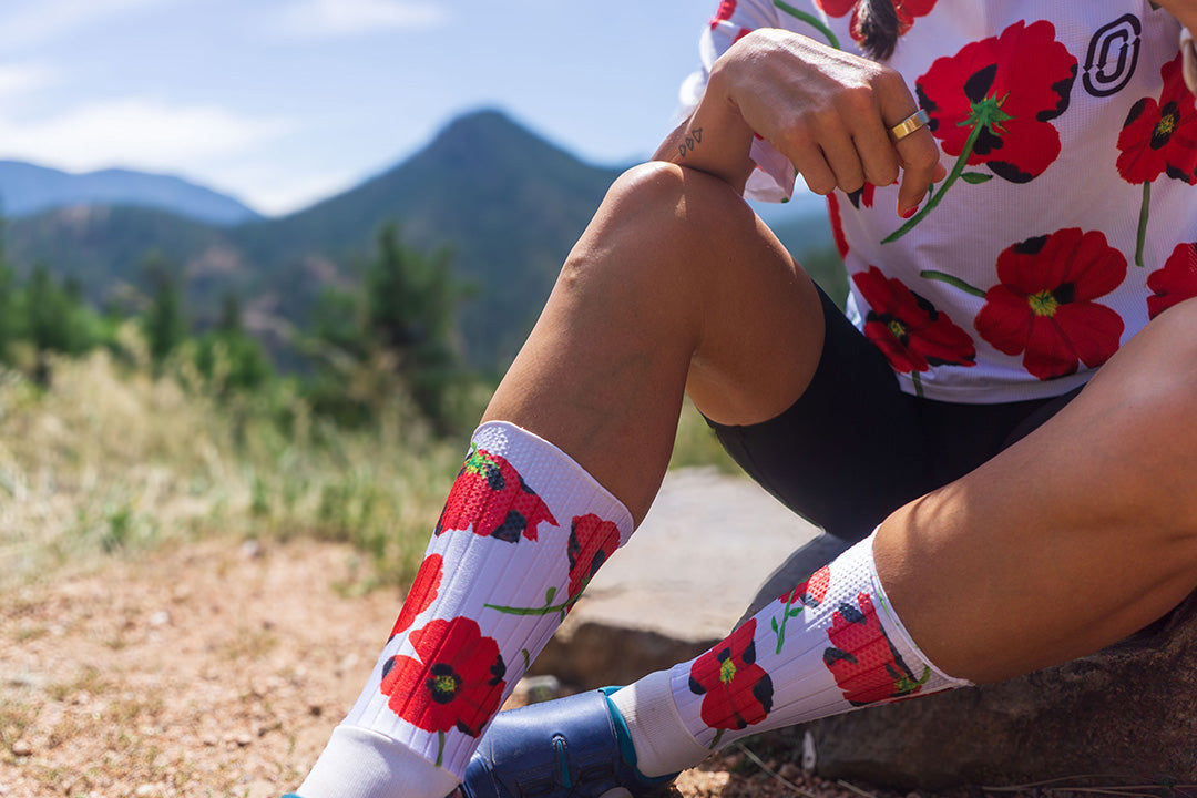 Breathable Red Poppies Aero Socks for Running & Hiking - Lightweight Athletic Socks for Men & Women - Perfect for Sports, Gym & Outdoor Activities