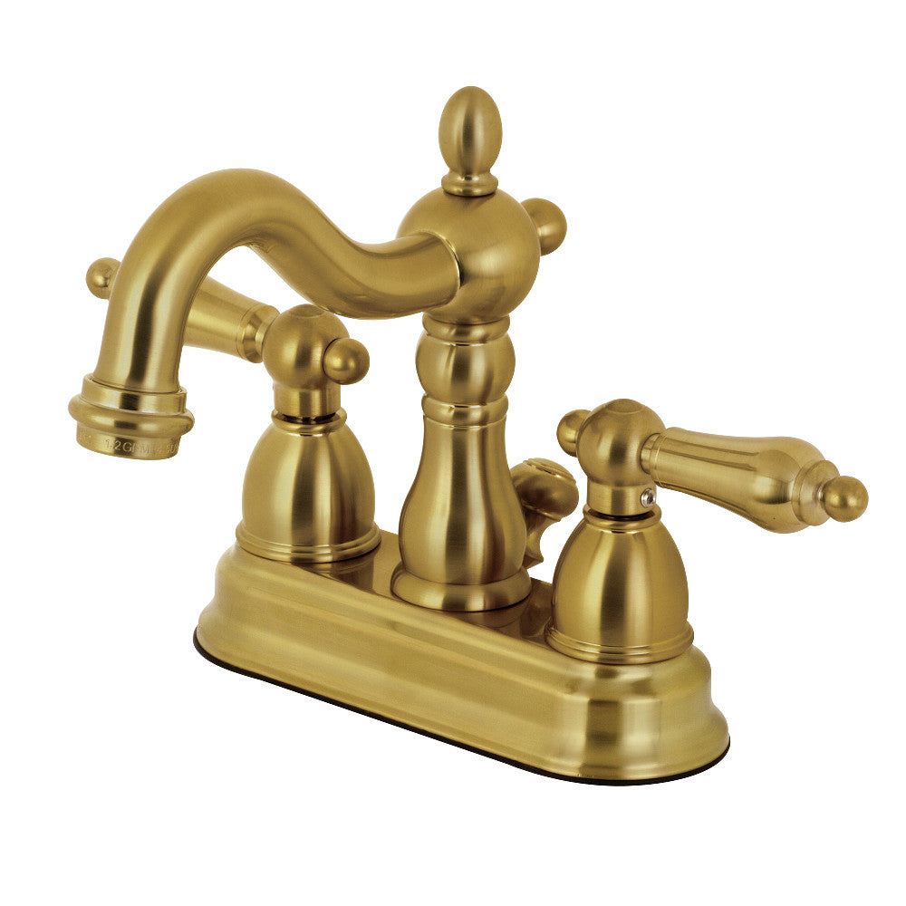 Kingston Brass KB1605AL Heritage 4-Inch Centerset Bathroom Faucet - Polished Brass Finish, Single Handle Water-Saving Design for Sink Vanity, Perfect for Modern and Traditional Bathrooms