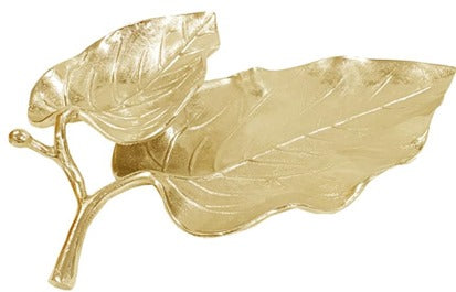 2 Tier Gold Leaf Plate - Elegant Serving Tray for Desserts, Appetizers & Party Snacks - Perfect for Weddings, Tea Parties & Home Decor