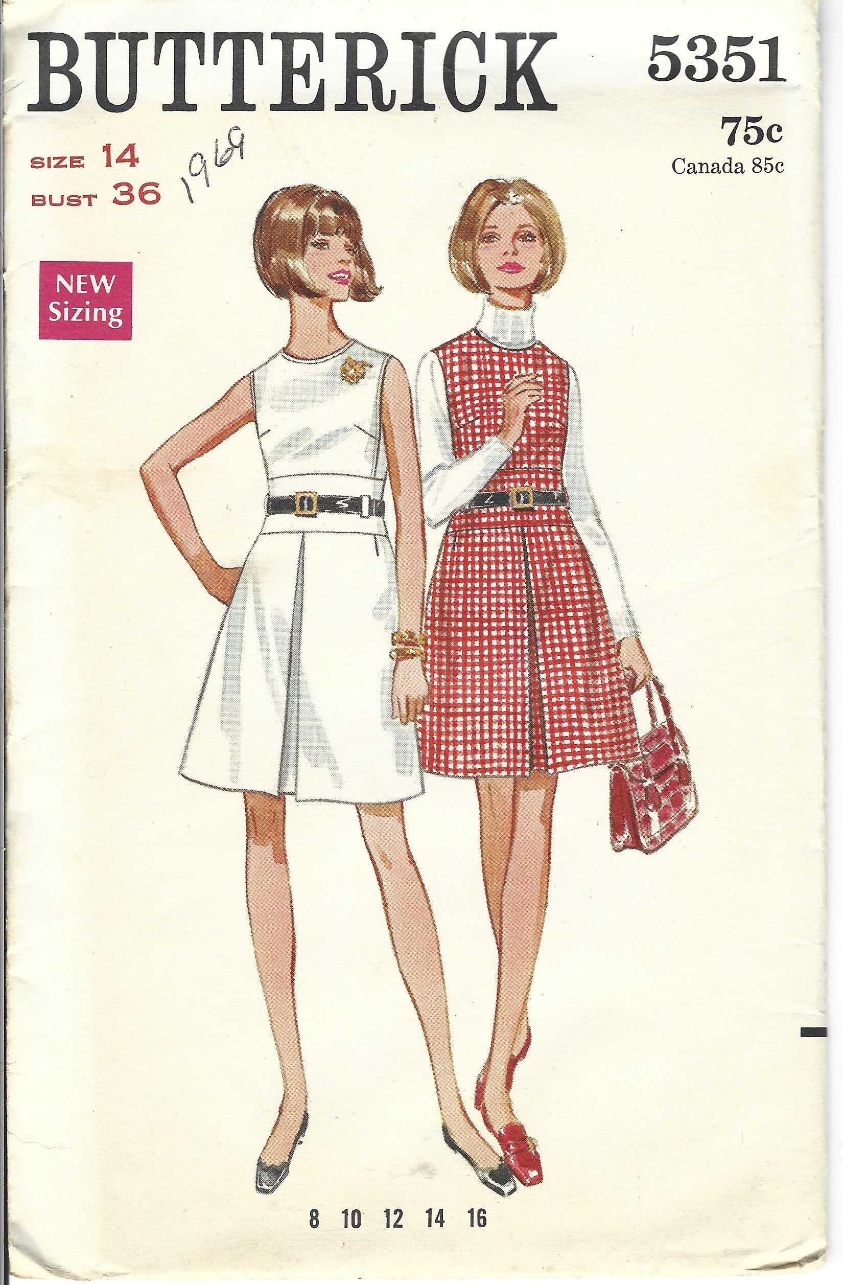 Butterick 5351 Ladies Jumper Dress Vintage Sewing Pattern 1960s - Retro A-Line Dress DIY Sewing Project for Women, Perfect for Costume Parties & Vintage Fashion Enthusiasts