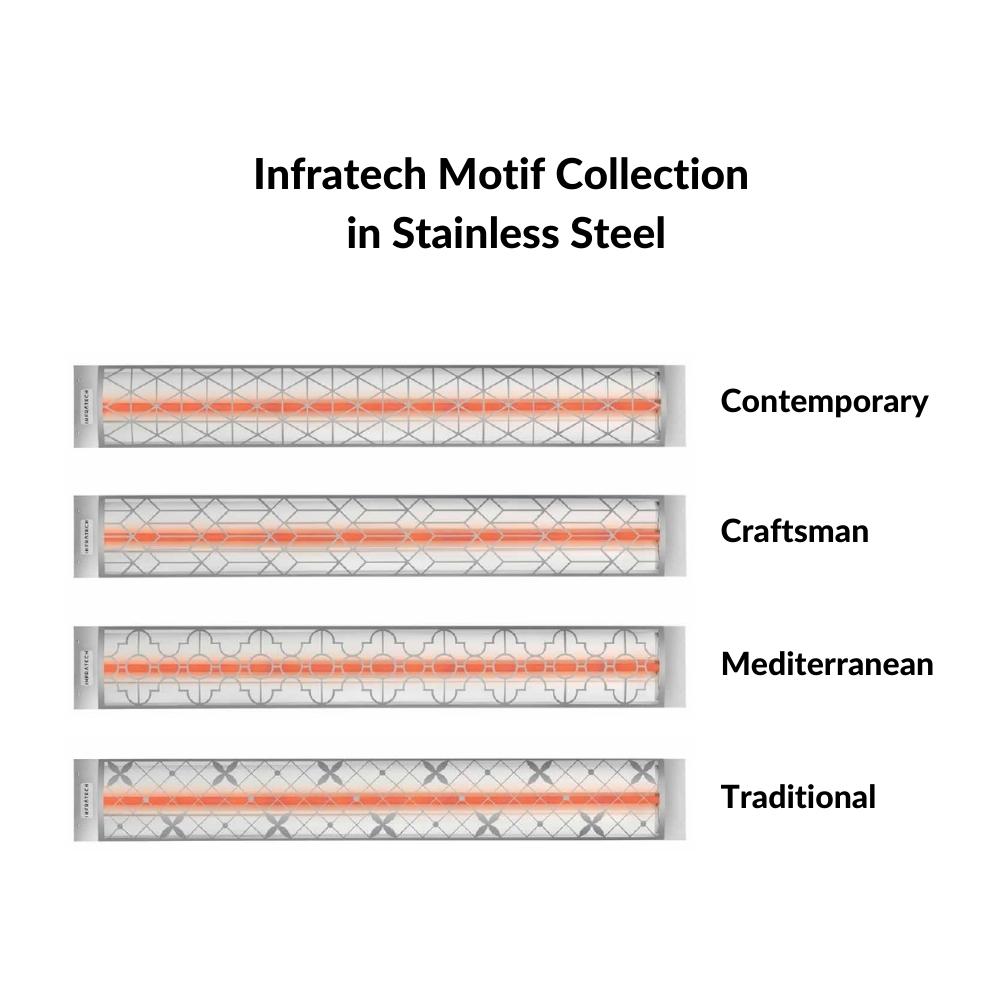 Infratech Motif C Series 4000W 61 Inch Single Element Electric Heater with Traditional Fascia - Indoor & Outdoor Patio Heating Solution for Restaurants, Homes, and Commercial Spaces