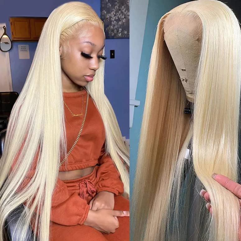 CYIKLI 26 Inch 613 Blonde Straight Human Hair Lace Front Wig - 13x4 HD Lace Frontal with 180% Density - Glueless Pre-Plucked Lace Closure Wig for Black Women | Perfect for Daily Wear, Cosplay, and Special Occasions