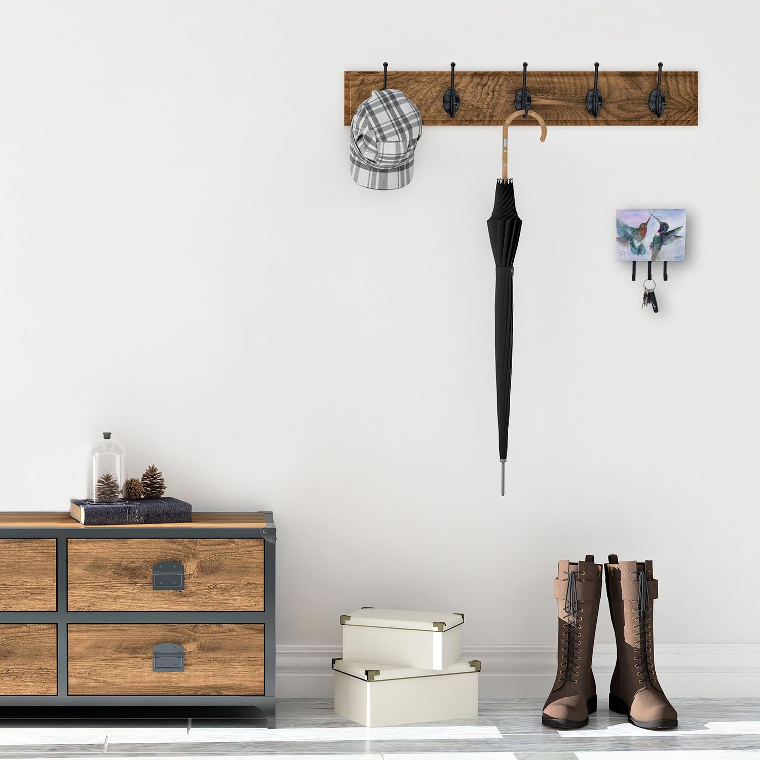 Caroline's Treasures 8968TH68 Hummingbird Wall Hook - Multi-Purpose Key Holder, Coat Rack & Leash Organizer - Perfect for Entryway, Kitchen & Bathroom Organization