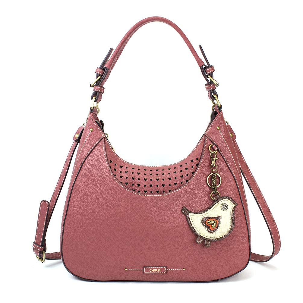 Chala Sweet Tote Shoulder Bag for Women - Rose Pink Leather Crossbody Purse for Work, Travel & Shopping