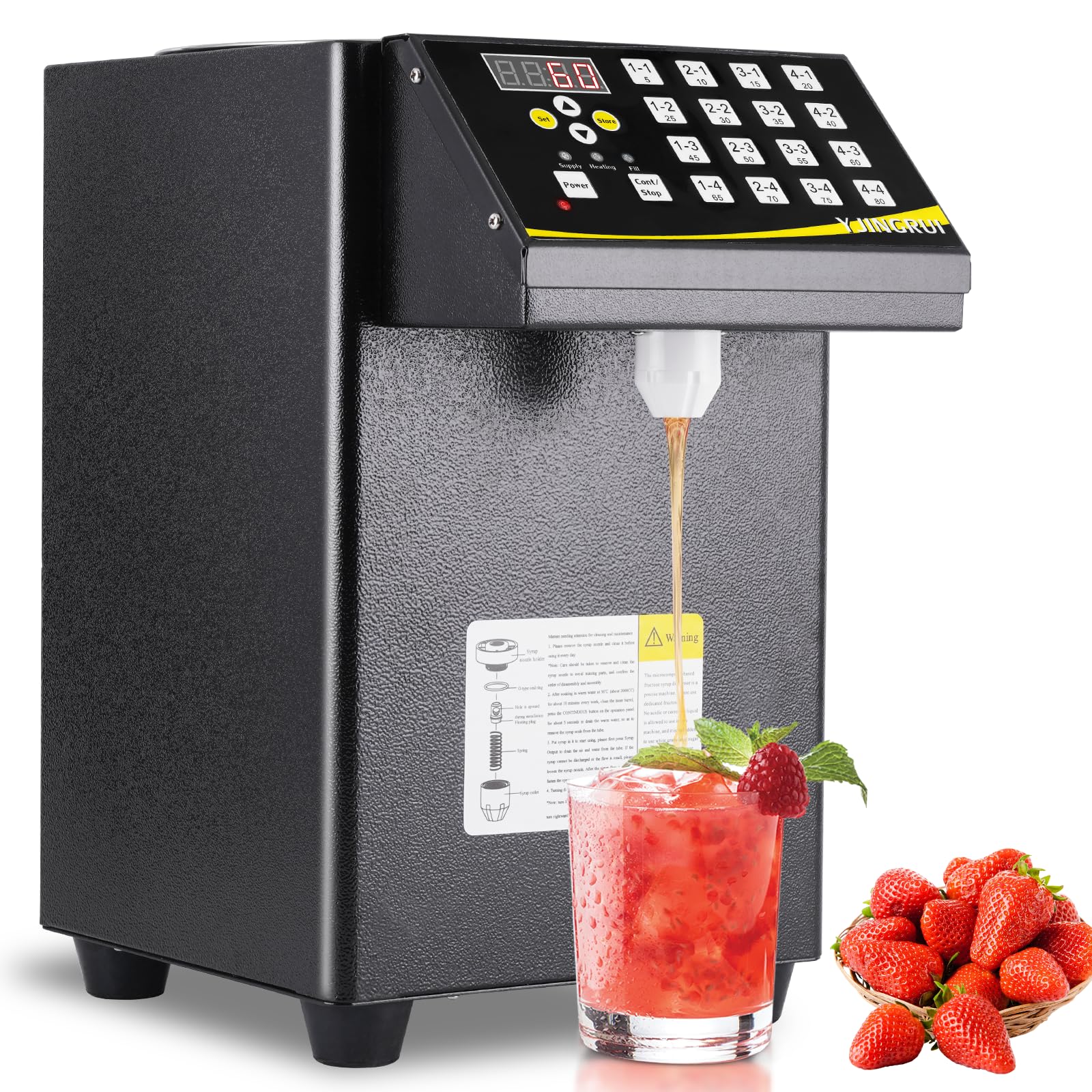 8.5L Automatic Fructose Dispenser for Bubble Tea - 110V Commercial Syrup Dispenser with 16 Groups - Perfect for Boba Shops, Coffee Houses & Dessert Stores
