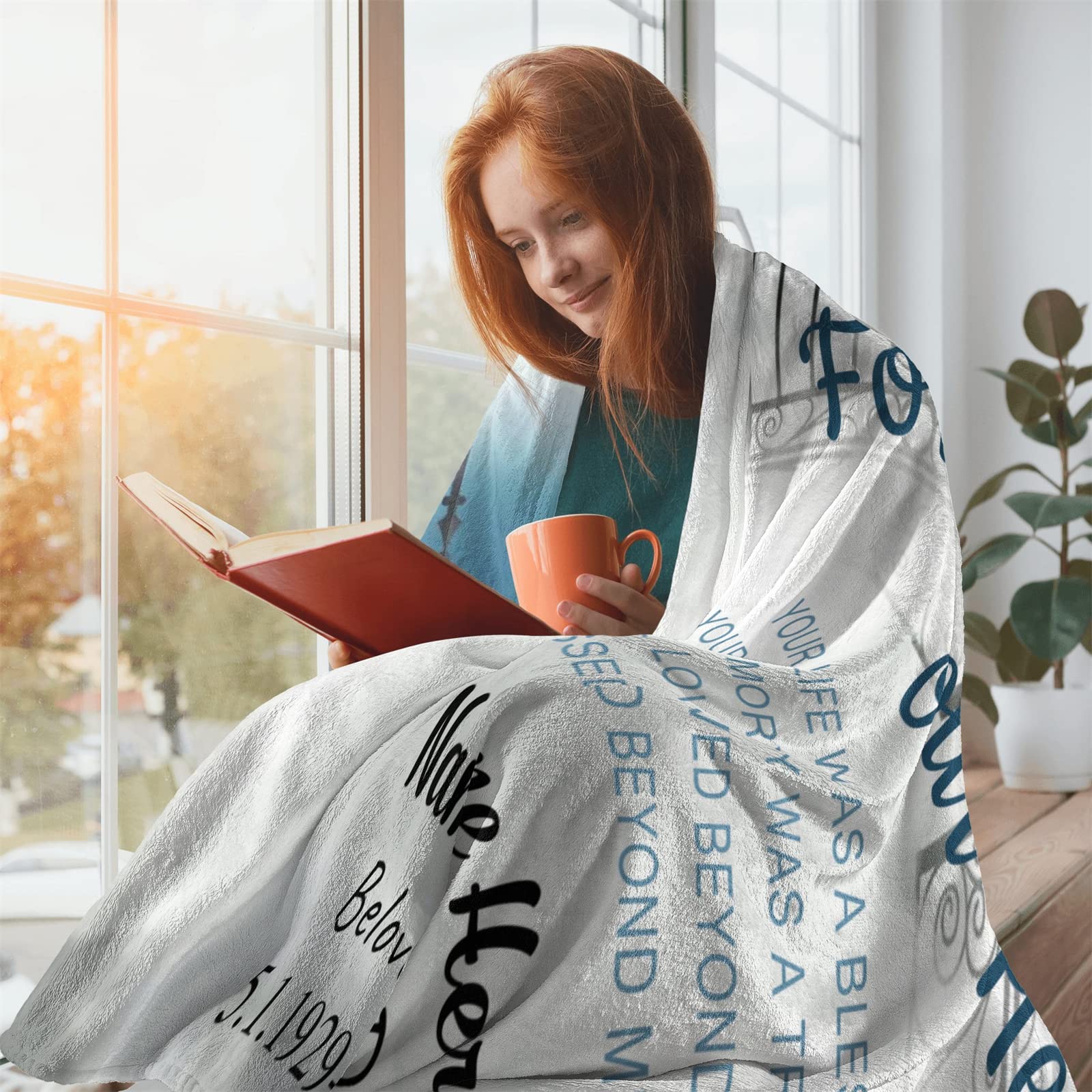 Personalized Memorial Photo Blanket - Custom Sympathy Gift for Loss of Loved One, Bereavement Gift for Father, Mother Remembrance - 60x80 Inch Soft Fleece Throw - Perfect for Comfort, Memorial Services & Healing After Loss