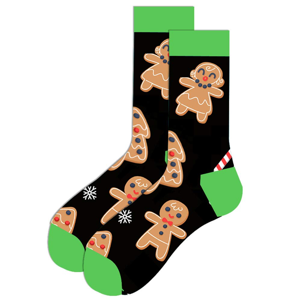 Santa Claus Elk Print Men's Cotton Mid-Calf Socks - Trendy Christmas Novelty Socks for Casual Wear & Holiday Gifts