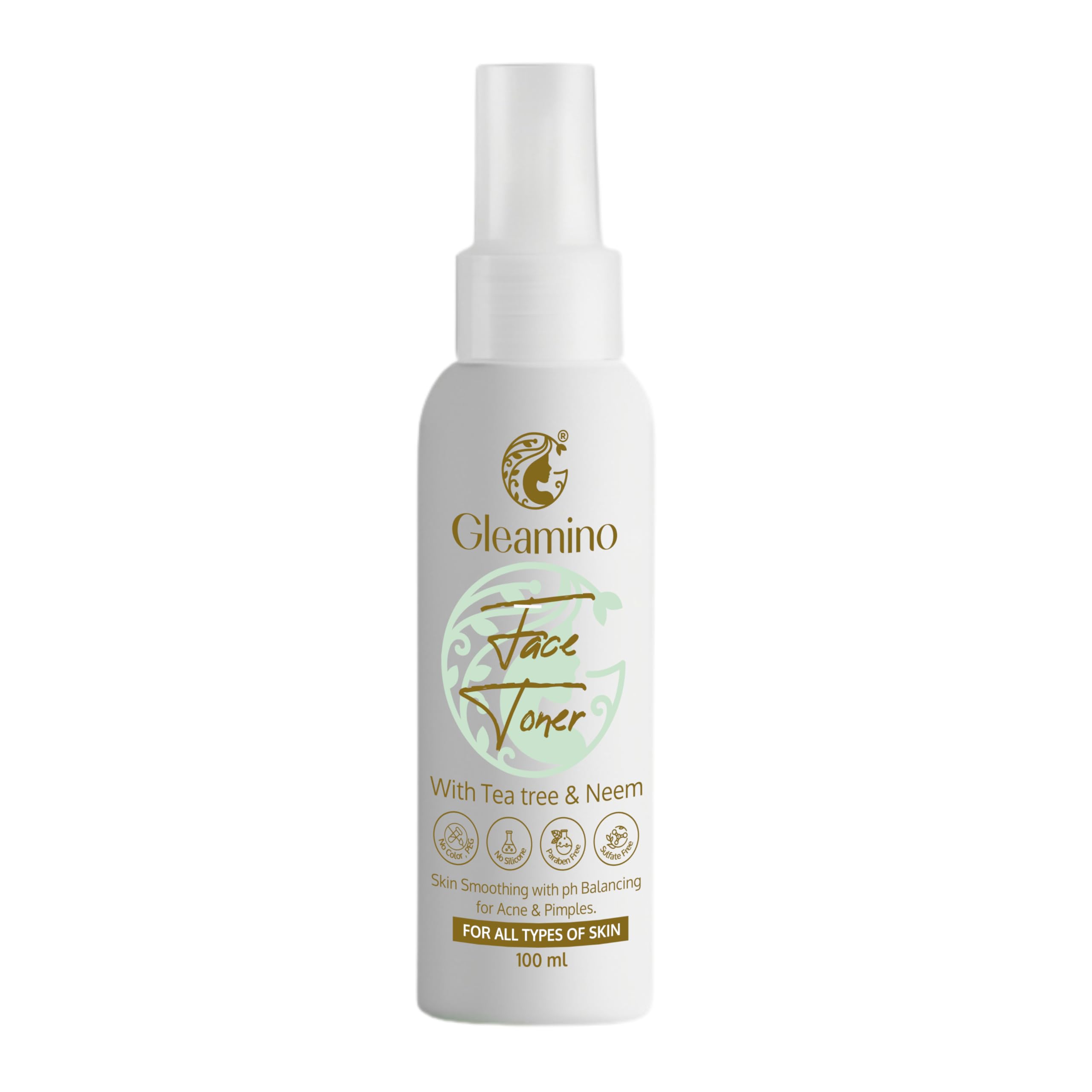 Gleamino Tea Tree & Neem Facial Toner for Acne-Prone Skin - Hydrating, Soothing & Clarifying Face Mist for Oily & Sensitive Skin - Perfect for Daily Skincare Routine & Post-Workout Refresh