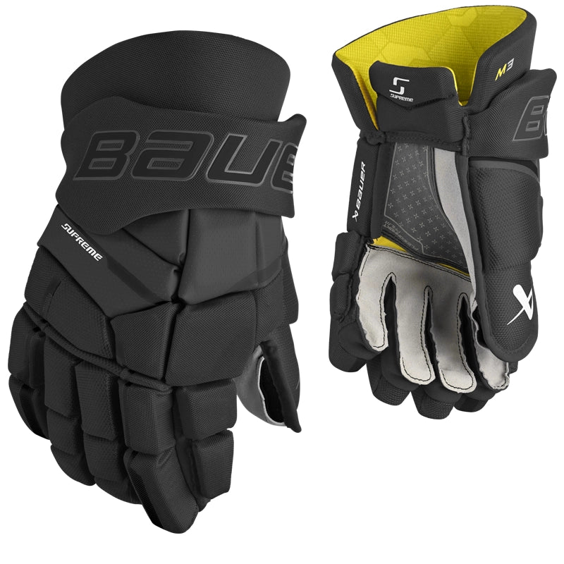 Bauer Supreme M3 Senior Hockey Gloves - Left & Right Hand - Durable Protection for Ice Hockey Players - Perfect for Games, Practice & Training