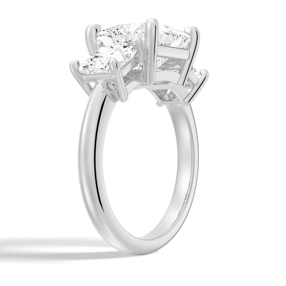 Princess Cut Three Stone Moissanite Engagement Ring - 14K White Gold Wedding Band for Women | Perfect Proposal, Anniversary & Bridal Jewelry Gift