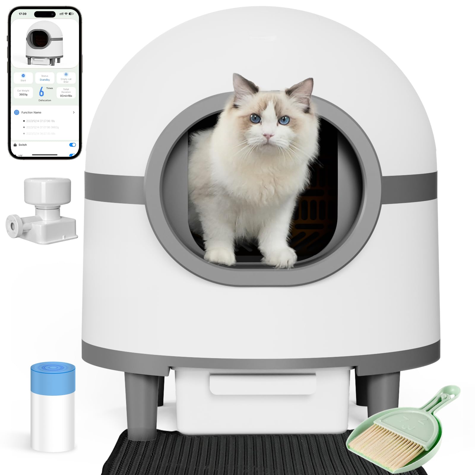 CATLK Self-Cleaning Cat Litter Box - Automatic Smart Litter Box for Multiple Cats with Double Odor Removal System, Includes Deodorizer, Mat & Liner (2024 New Model) - Perfect for Busy Pet Owners & Multi-Cat Households