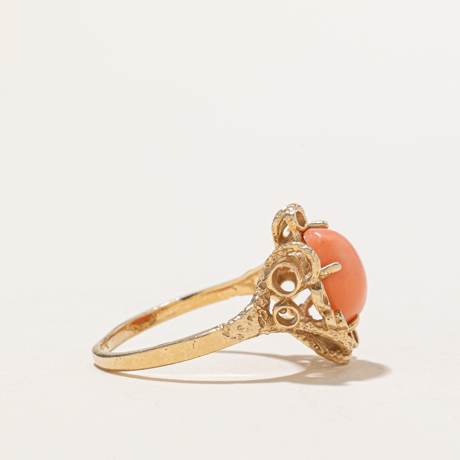 2.25ct Coral Textured Abstract Ring - Size 5.75 | Unique Handmade Jewelry for Women | Perfect for Beach Weddings, Boho Fashion & Gift Giving