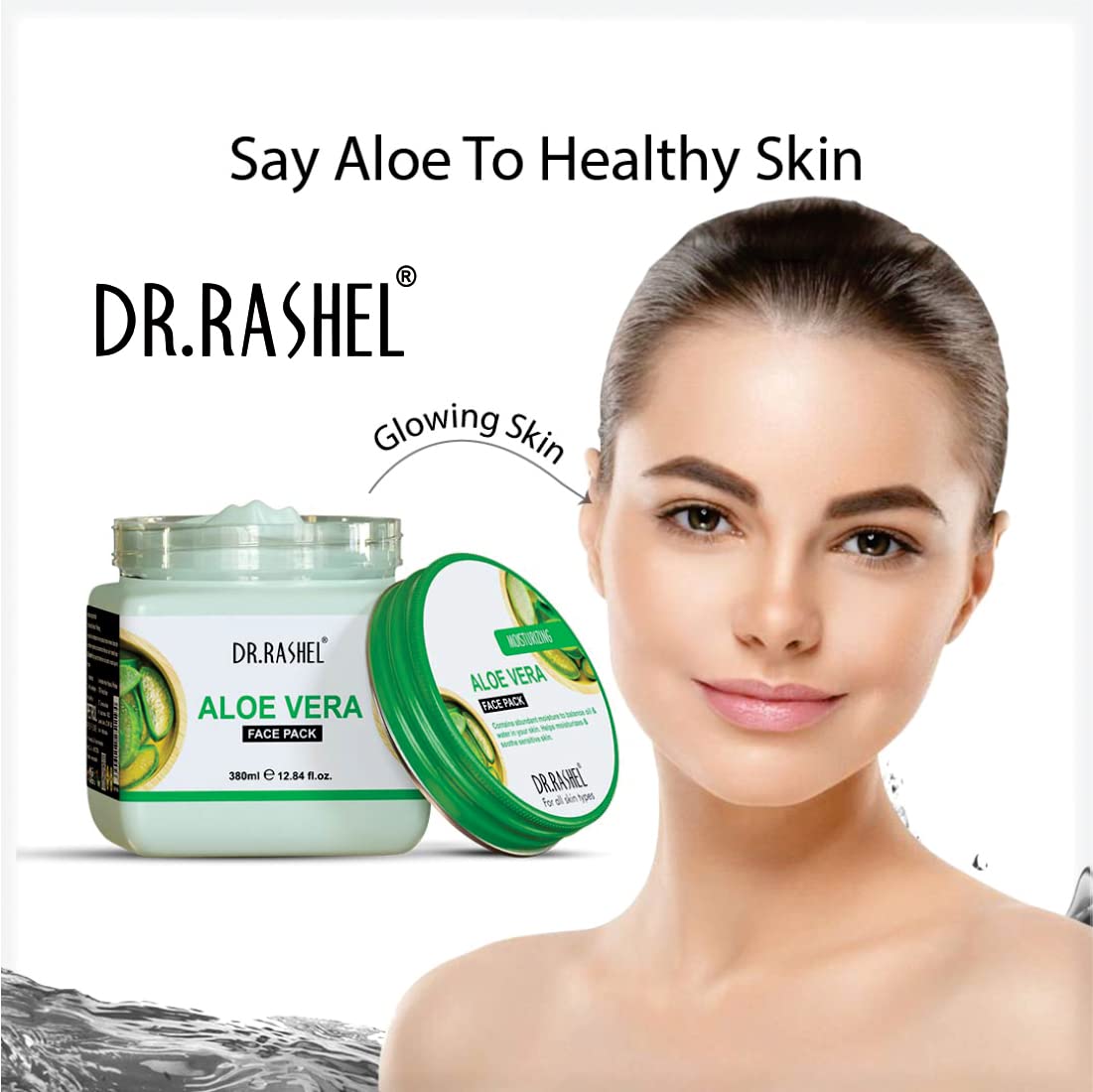 DR.RASHEL Aloe Vera Face Pack for Glowing Skin - Oil Control, Acne Treatment, Pimple Removal, Detan, Blemish & Pigmentation Reduction, Skin Brightening - Face & Body Cleanser (380ml) - Perfect for Daily Skincare Routine, Spa Days & Post-Sun Care