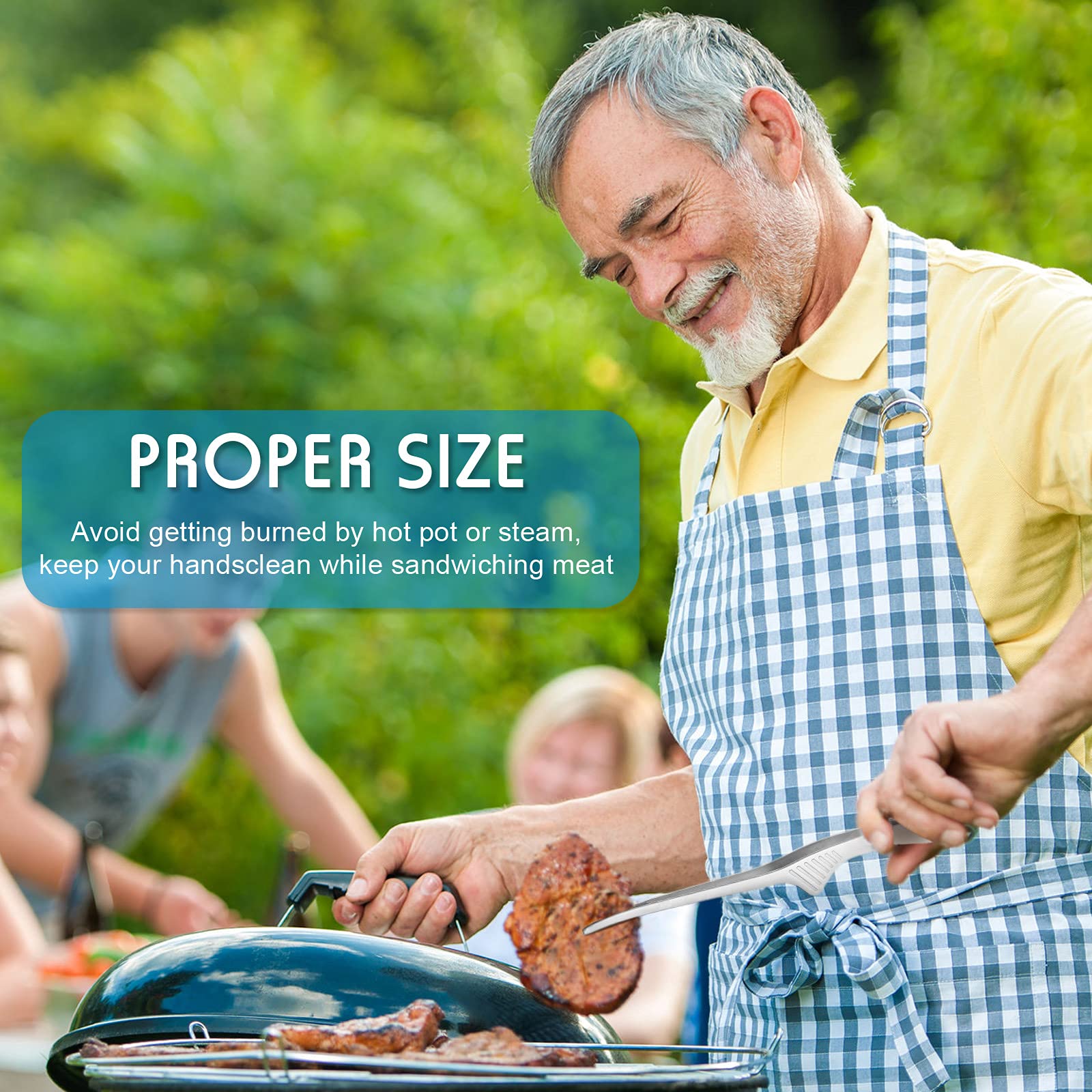 Premium Stainless Steel BBQ Tongs Set - 8-Piece Non-Slip Korean & Japanese Style Cooking Utensils for Grilling, Serving, Buffet, Camping & Oven Use (Silver) - Perfect for Backyard BBQs, Restaurant Service & Outdoor Picnics