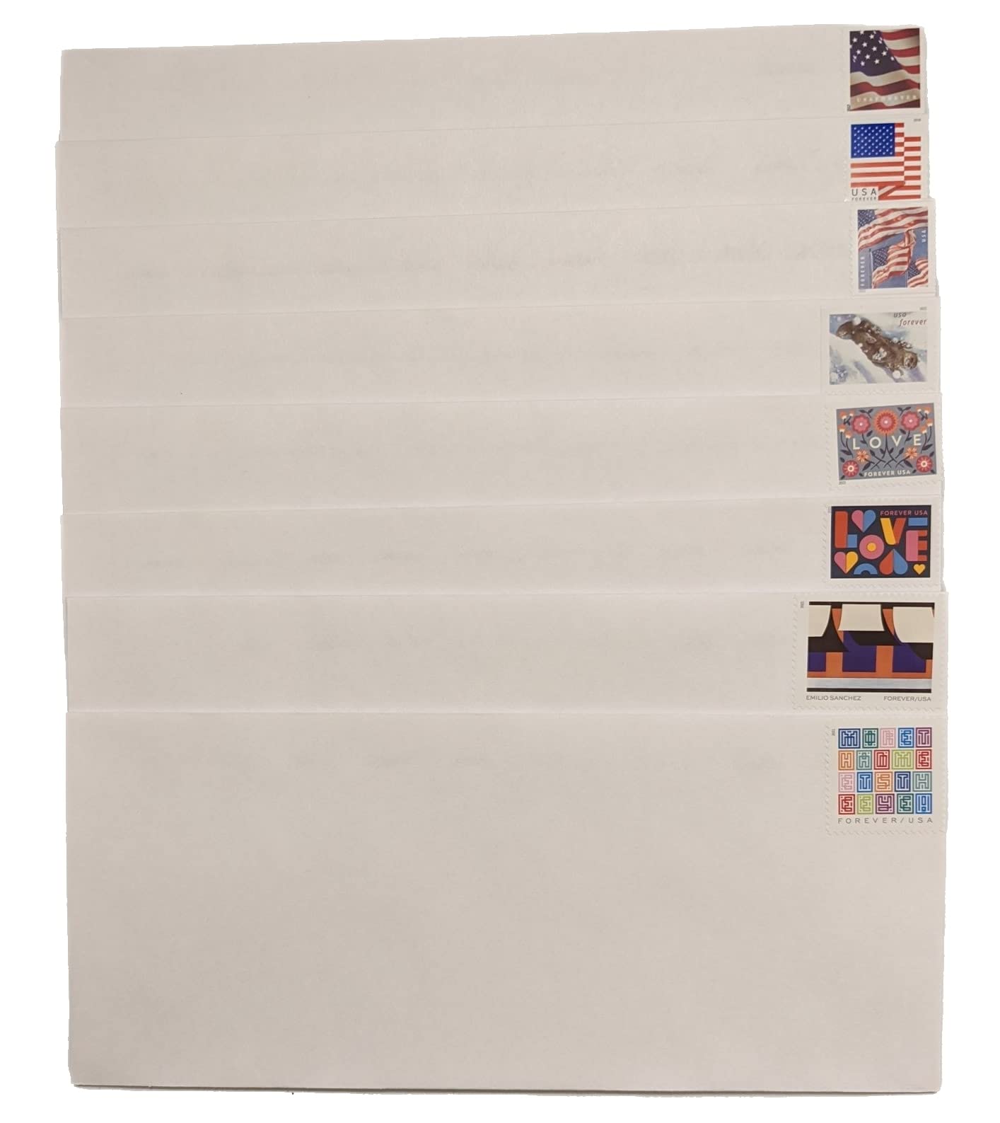 100 #10 Self-Seal Security Envelopes (4-1/8 x 9-1/2 Inches) with Forever Stamps - USPS Approved for Mailing Letters, Bills & Documents - Bulk Pack for Office, Business & Home Use