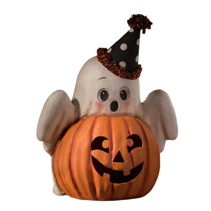 Boo Ghost Jack O'Lantern Halloween Decor by Bethany Lowe Designs - Spooky Home & Party Decoration for Indoor & Outdoor Use