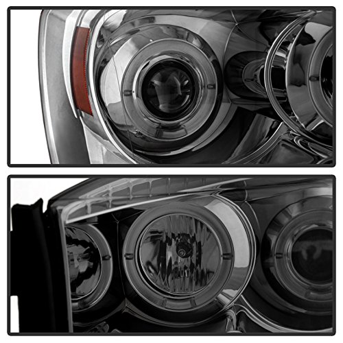 XTune LED Halo Headlights for Dodge Ram 1500 2006-2008 - Chrome/Smoked Lens Replacement - High Brightness DRL & Projector Beam - Upgrade for Night Driving & Off-Road Adventures