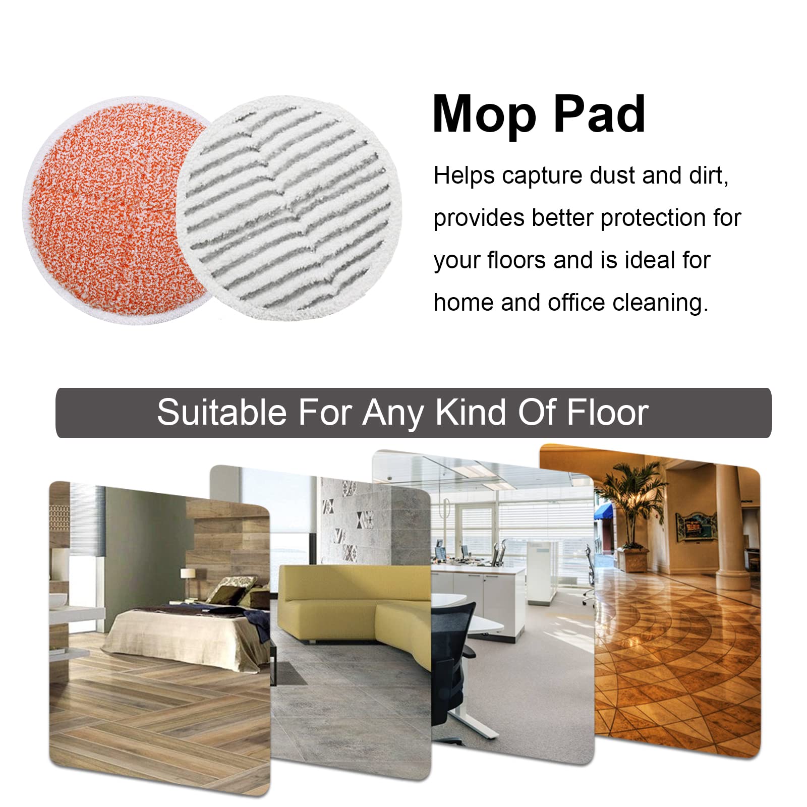 Bissell Spinwave Mop Replacement Pads - 10 Pack Compatible with Spinwave, Crosswave Expert/Pet/Cordless Models 2124, 20393, 2039a, 20399, 2039w, 23159, 23157 - Microfiber Scrub Pads for Hard Floor Cleaning - Perfect for Kitchen, Bathroom & Pet Messes