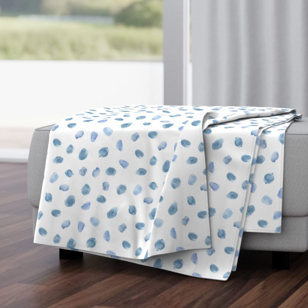 Luxe Velvet Throw Blanket 50x70 Inches - Soft Baby Blue Watercolor Polka Dot Design for Nursery, Kids Room & Cozy Home Decor | Perfect for Cuddling, Gift Giving & Bedroom Accent